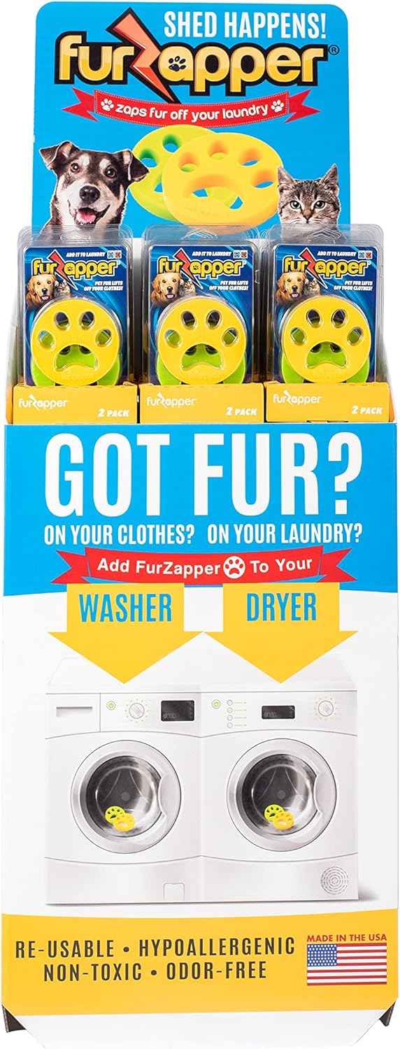 FurZapper Pet Hair Remover for Laundry, 2 Pack - Reusable Dog & Cat Hair Remover Tool As Seen on Shark Tank - Removes Pet Fur, Hair, Lint, Dander From Clothes & Laundry - Use 1 FurZapper Per Pet