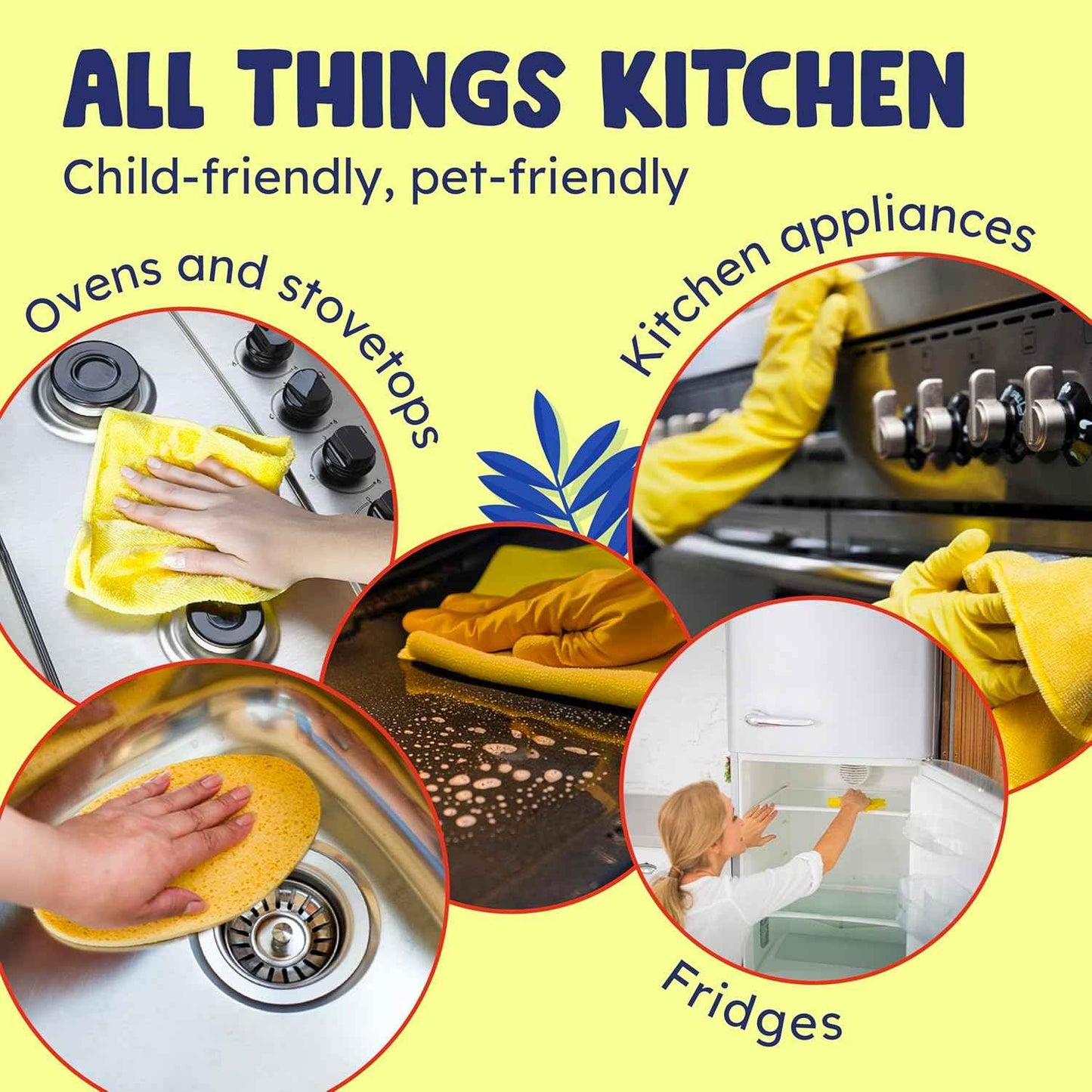 Originally Yellow Plant-Based Kitchen Cleaner | Powered by Natural Vinegar & Infused with Organic Lemon | Multipurpose Kitchen Counter Cleaner Works on Tile, Wood, Granite, & Marble, 16 Fl Oz (3-Pack)