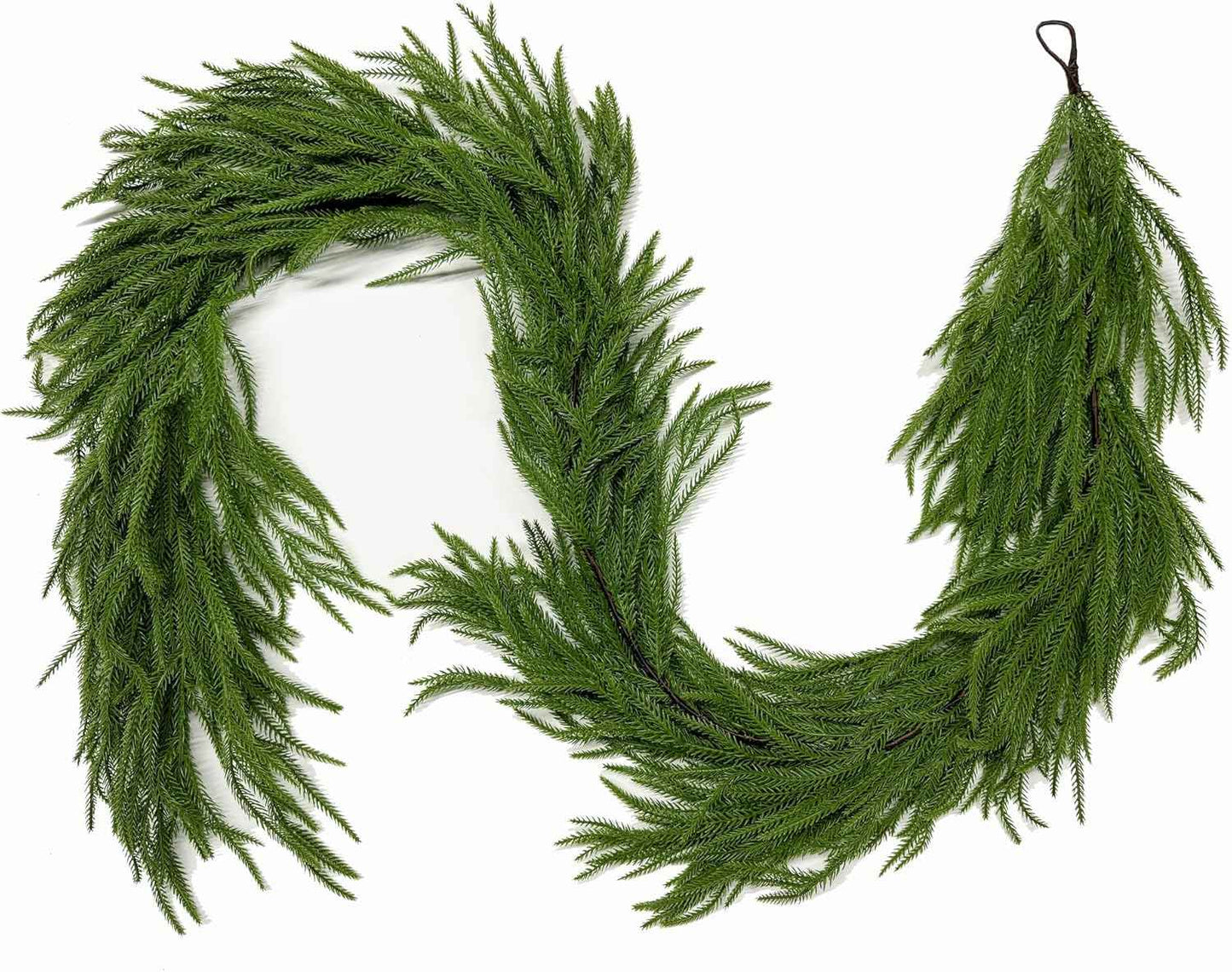 9FT Christmas Garlands Norfolk Pine Garland Real Touch Artificial Faux Greenery Garland for Holiday Indoor Outdoor Decor