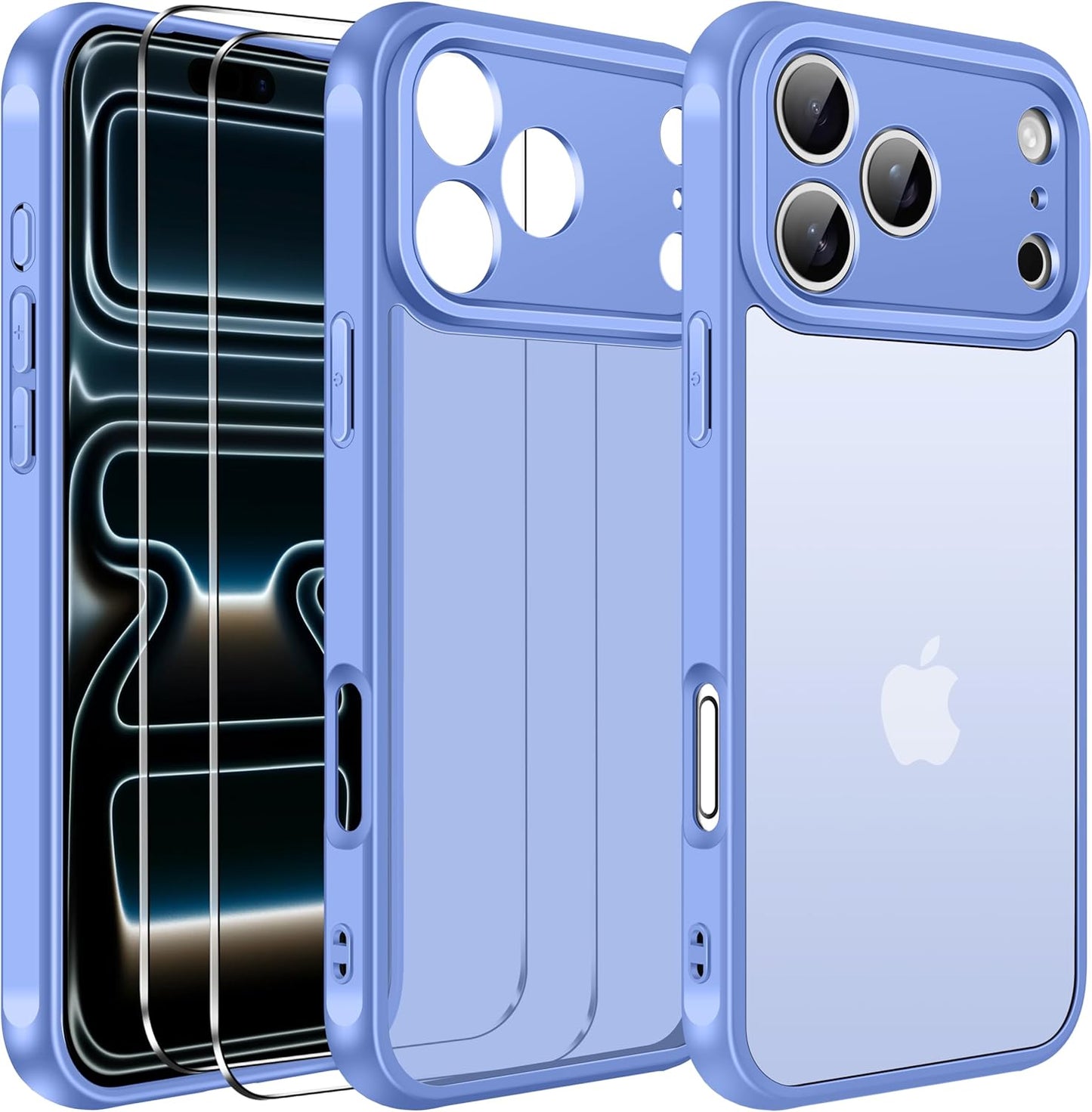 ivoler 3-in-1 Clear Case Designed for iPhone 17 Pro Max 6.9'' 2025 with 2 Pack Tempered Glass Screen Protector Full Camera Protection, Military Shockproof Hard Back Slim for 17 Pro Max Cover - Clear - Rayz Mart