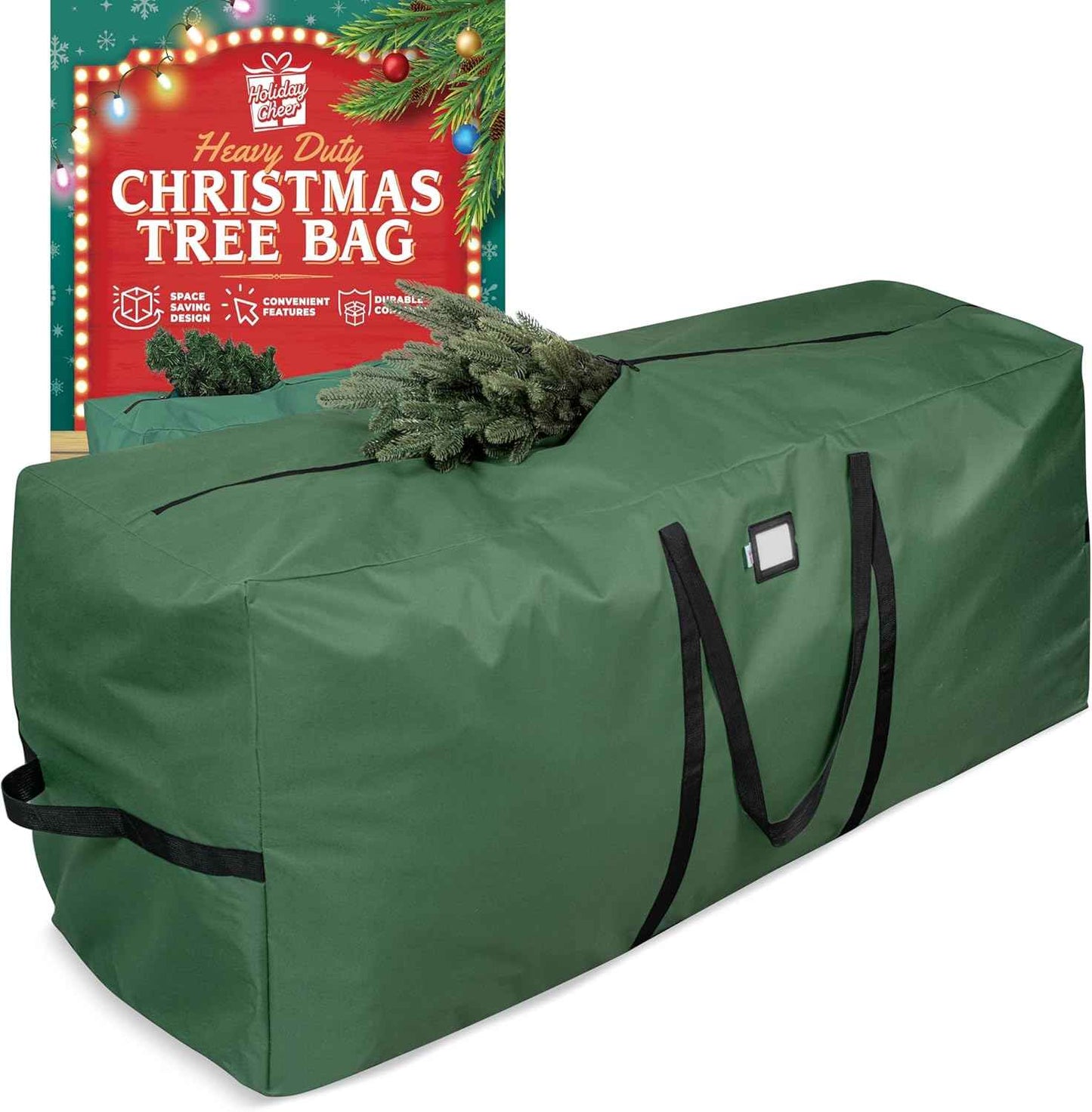 Holiday Cheer Heavy Duty Artificial Christmas Tree Storage Bag Fits Up to 9ft Tall, Waterproof with Durable Handles & Zipper Xmas Tree Storage Bag (RED)