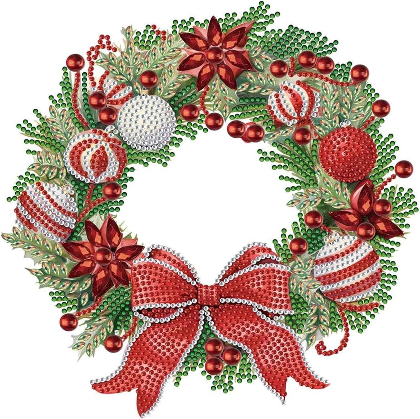 KTHOFCY 5D DIY Diamond Painting Kits for Adults Kids, Whitelotous Christmas Wre Full Drill Embroidery Cross Stitch Crystal Rhinestone Paintings Pictures Arts Wall Decor Painting Dots Kits 11.8X11.8 IN