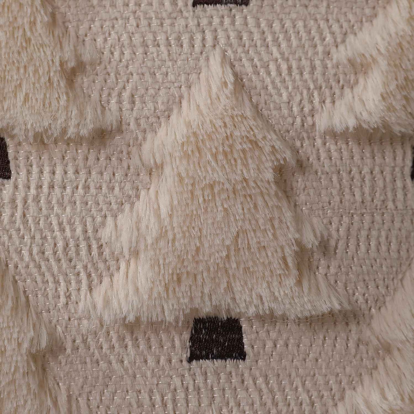 Christmas Pillow Covers 18x18 inch, Set of 2 Soft Plush Faux Fur Wool Throw Pillow Cases with Beige Christmas Tree Design