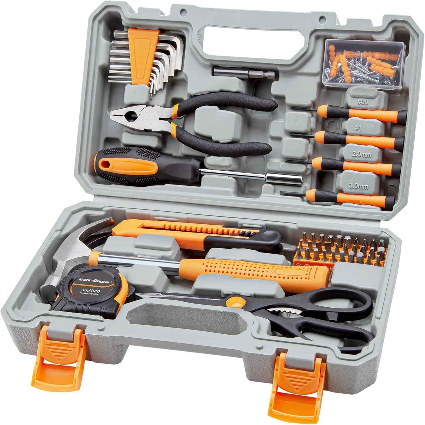 CARTMAN 39 Piece Tool Set General Household Hand Kit with Plastic Toolbox Storage Case Orange