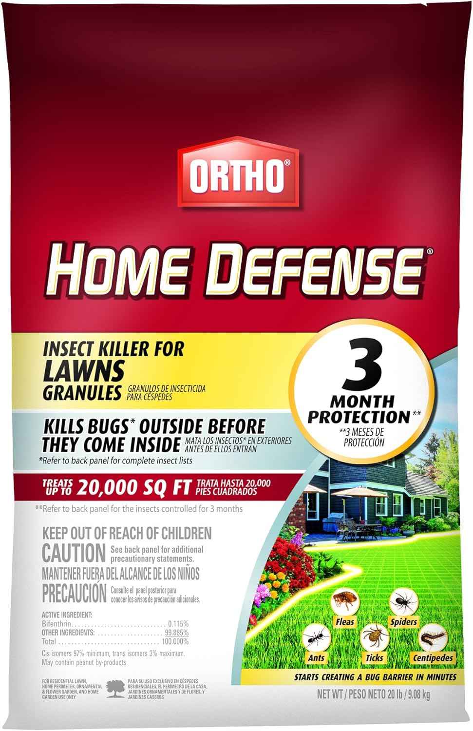 Ortho Home Defense Insect Killer for Lawn and Landscape Ready-To-Spray, Kills Ants, Ticks, Mosquitoes, Fleas & Spiders, Treats up to 5,300 sq. ft., 32 fl. oz.