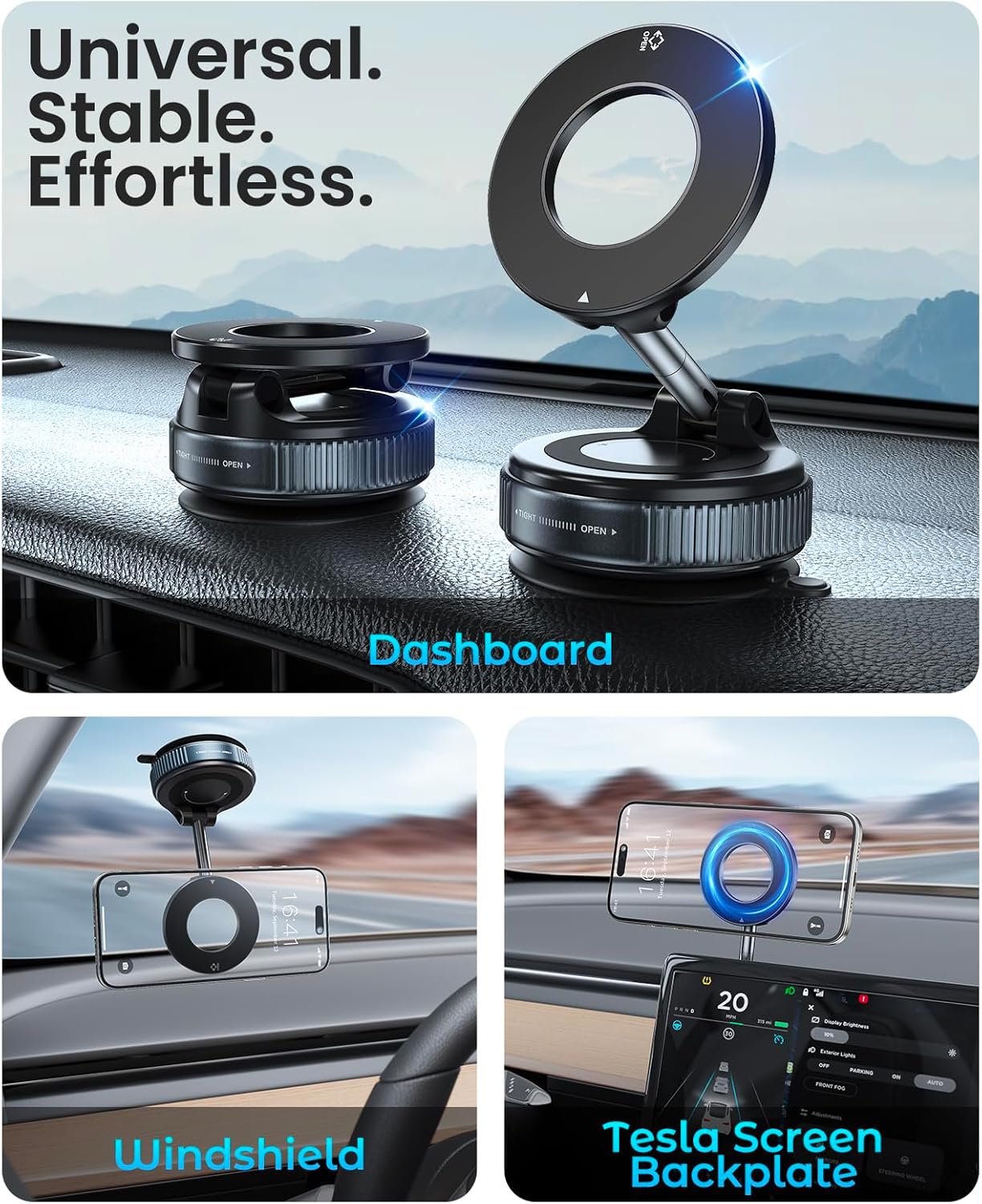 Magnetic Suction Cup Phone Mount for Magsafe, 360° Adjustable Magnetic Car Phone Holder, Pocket Size Foldable Car Mount, Cell Phone Holders for Your Car for iPhone 17 16 15 14 13 12 Series