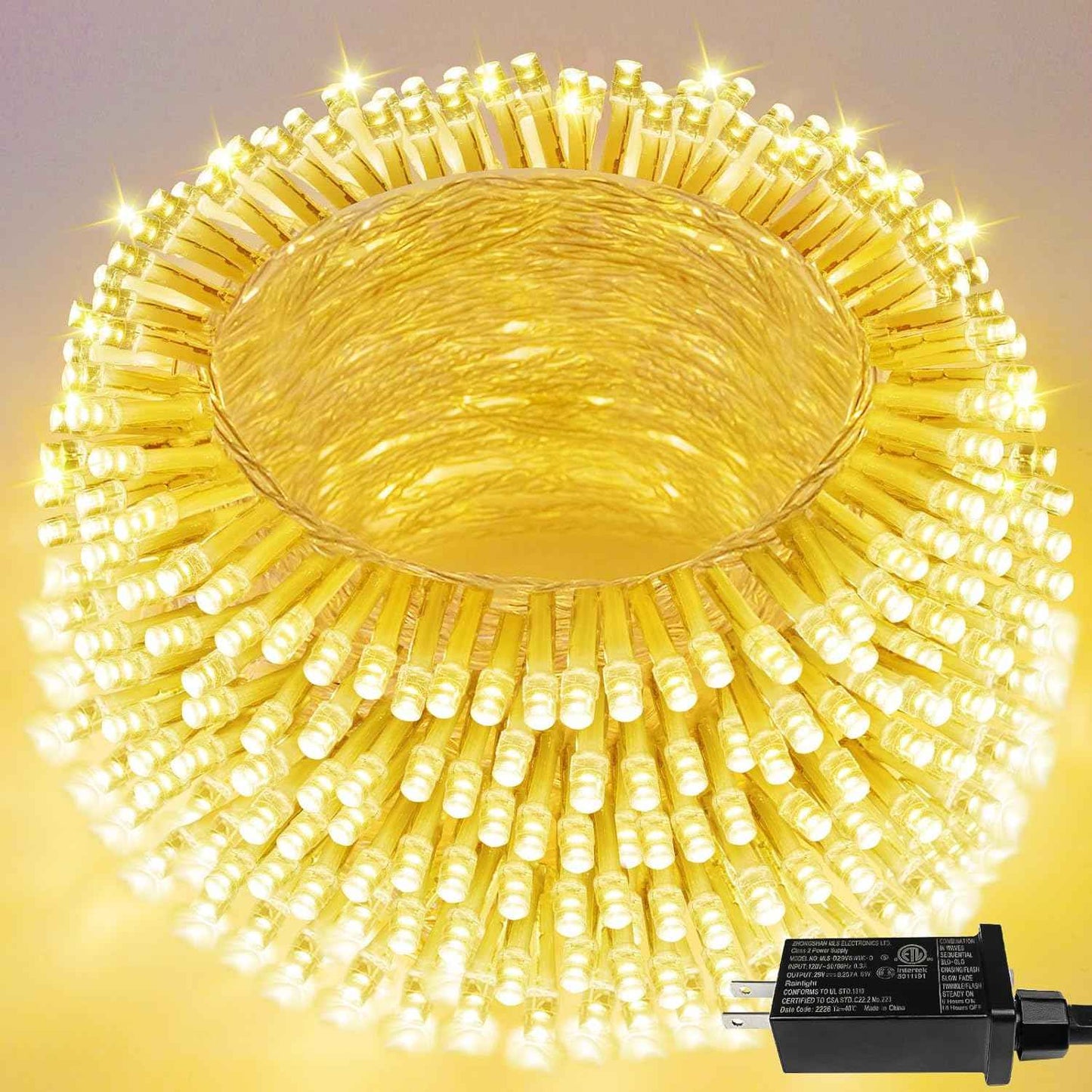 Connectable 200 LED Christmas String Lights, 66FT Warm White Indoor/Outdoor Waterproof Fairy Lights with Timer, 13 Lighting Modes, Clear Wire Plug-In Décor