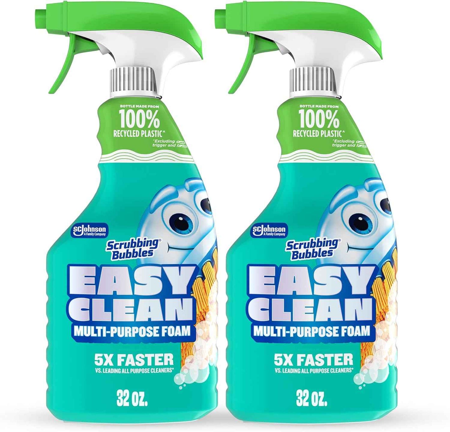 Scrubbing Bubbles Easy Clean Foaming Multipurpose Bleach-Free Bathroom Cleaner, Fast-Acting Foam Cleans Limescale, Dirt and Grime on Showers, Sinks, Toilets, Tiles, Counters, & More, 32oz Spray