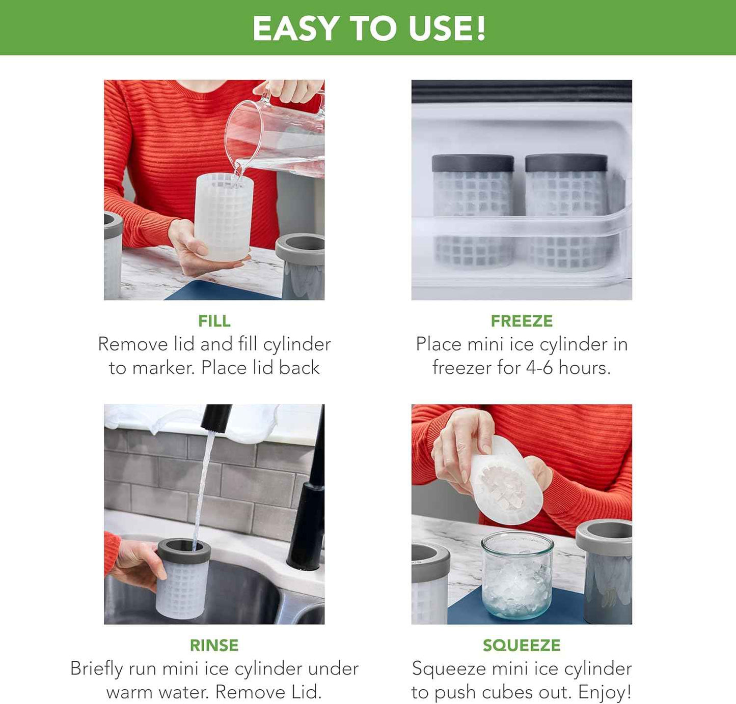 Tovolo Mini Ice Cylinder- Squeeze & Release- Set of 2, 1000422