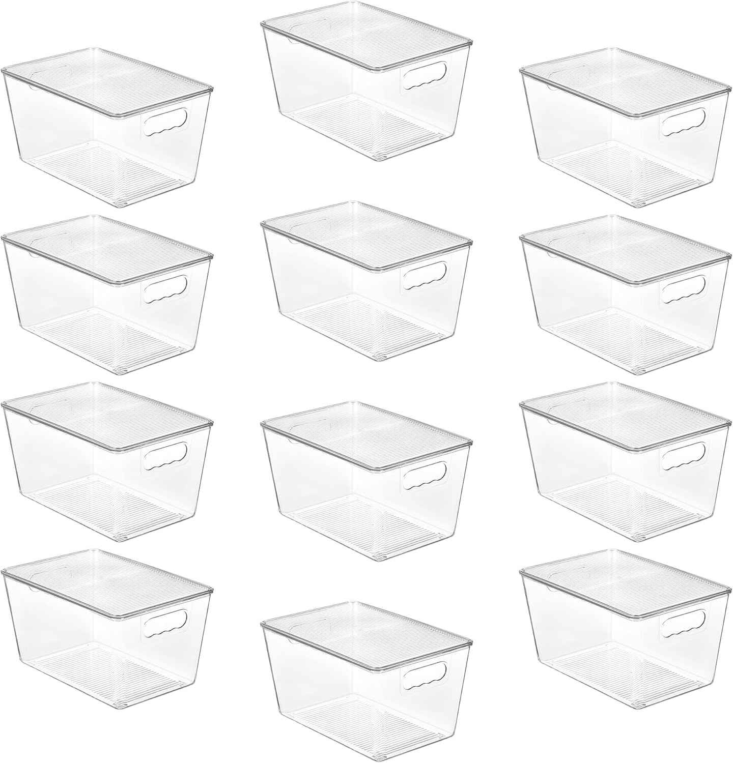 Vtopmart 6 Pack Clear Stackable Storage Bins with Lids, Medium Plastic Containers with Handle for Pantry Organizer and Storage,Perfect for Kitchen,Fridge,Cabinet, Closet,Bathroom Organization