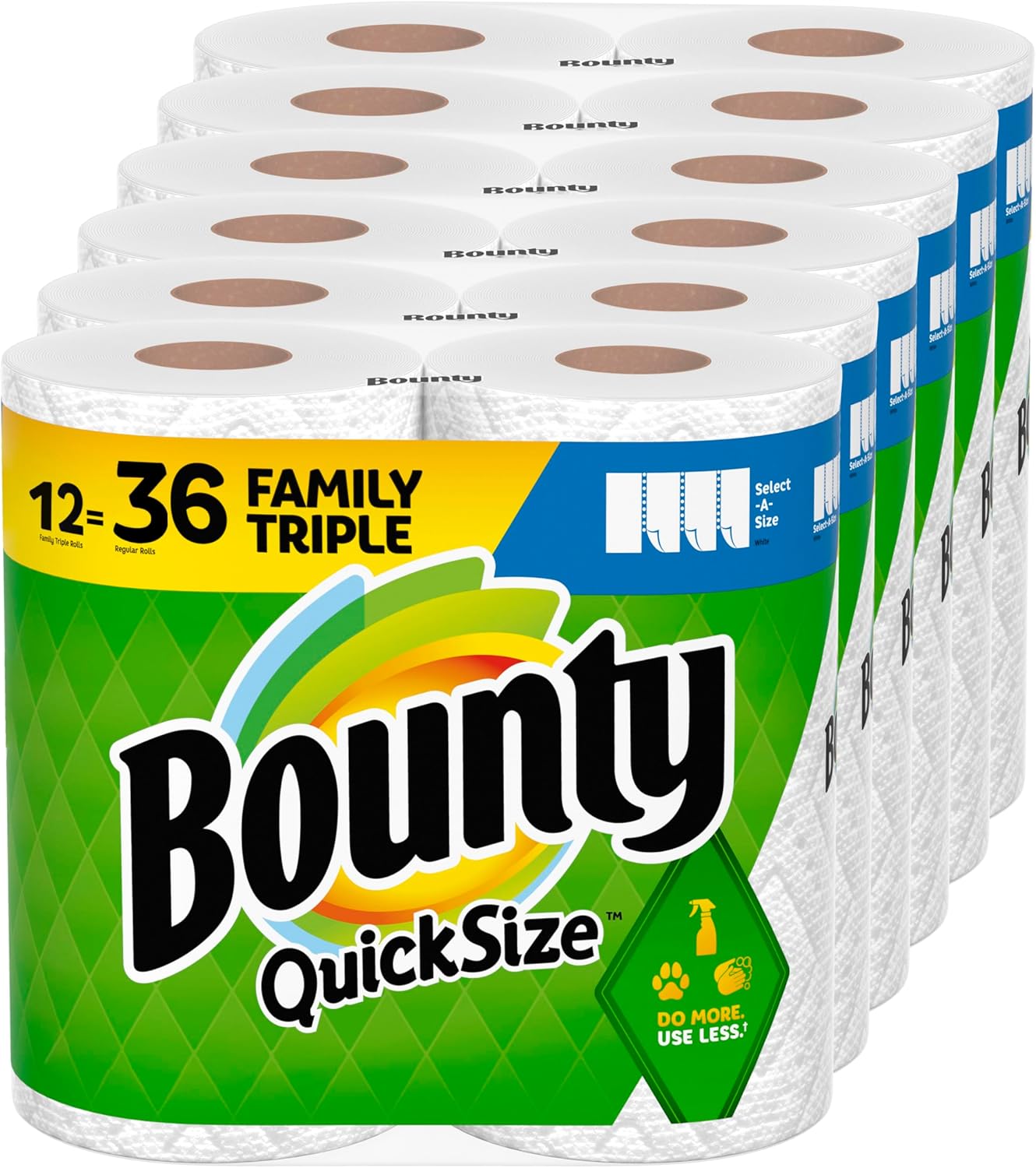 Bounty Quick Size Paper Towels, White, 8 Family Rolls = 20 Regular Rolls - Rayz Mart