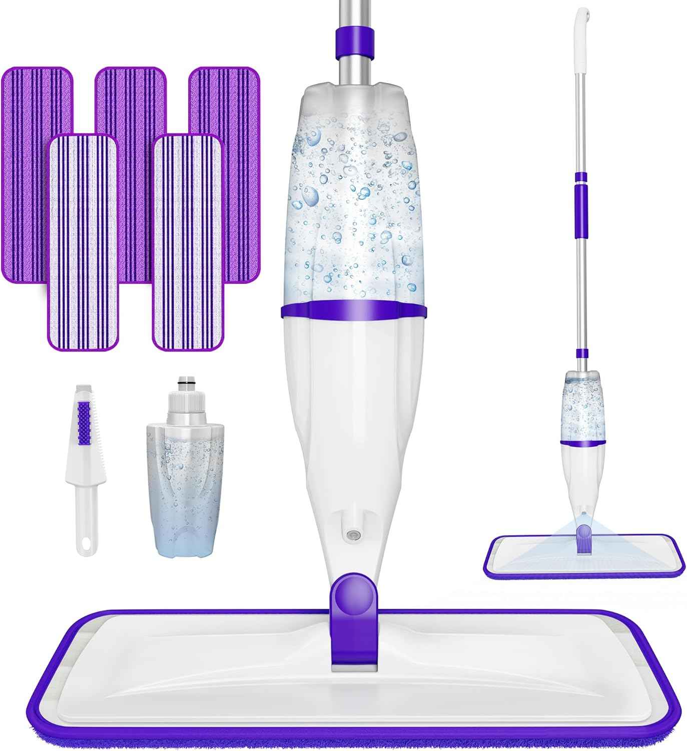 Microfiber Spray Mop for Floors Cleaning: Wet Dry Hardwood Floor Mops with 3 Washable Reusable Pads for Swiffer Powermop - Flat Mop with Sprayer for Tile Wood Laminate Vinyl Marble