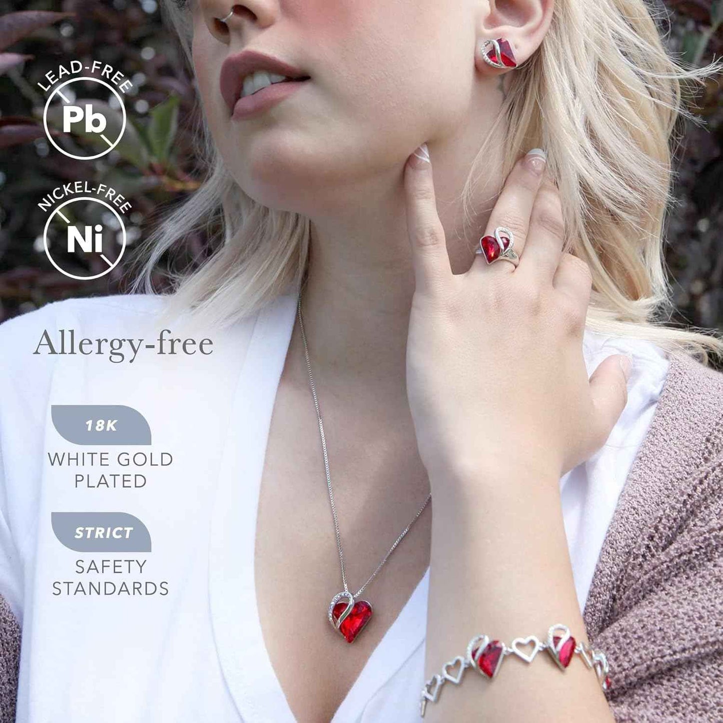 Leafael Infinity love Heart Birthstone Stud Earrings for Women, Valentine's Day Gifts for Mom, Wife, and Her, Silver Plated Birthday Jewelry