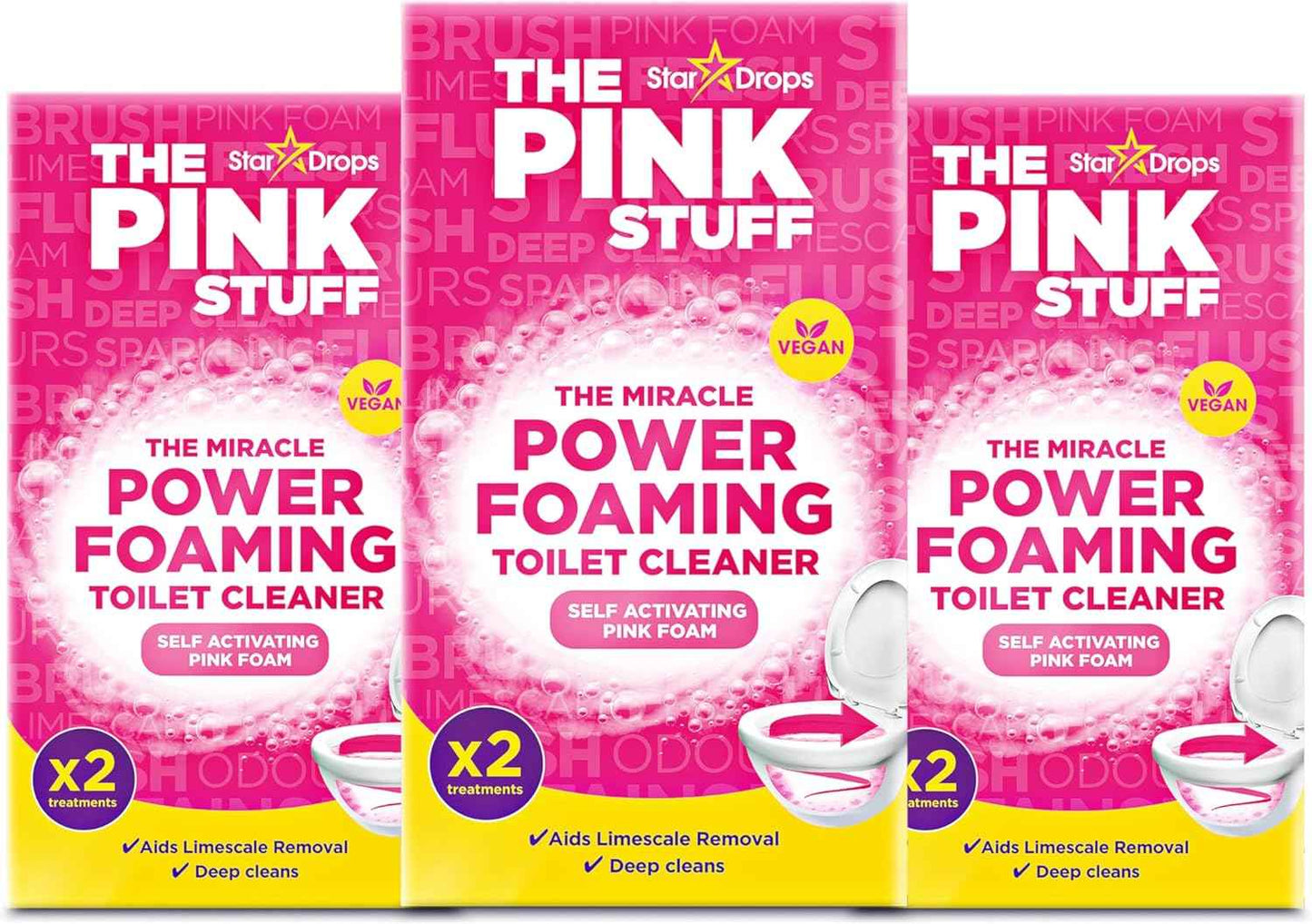 Stardrops - The Pink Stuff - The Miracle Power Foaming Toilet Cleaner - 2 Treatments - Self Activating Pink Foam Pack of 1 (7 Ounce)