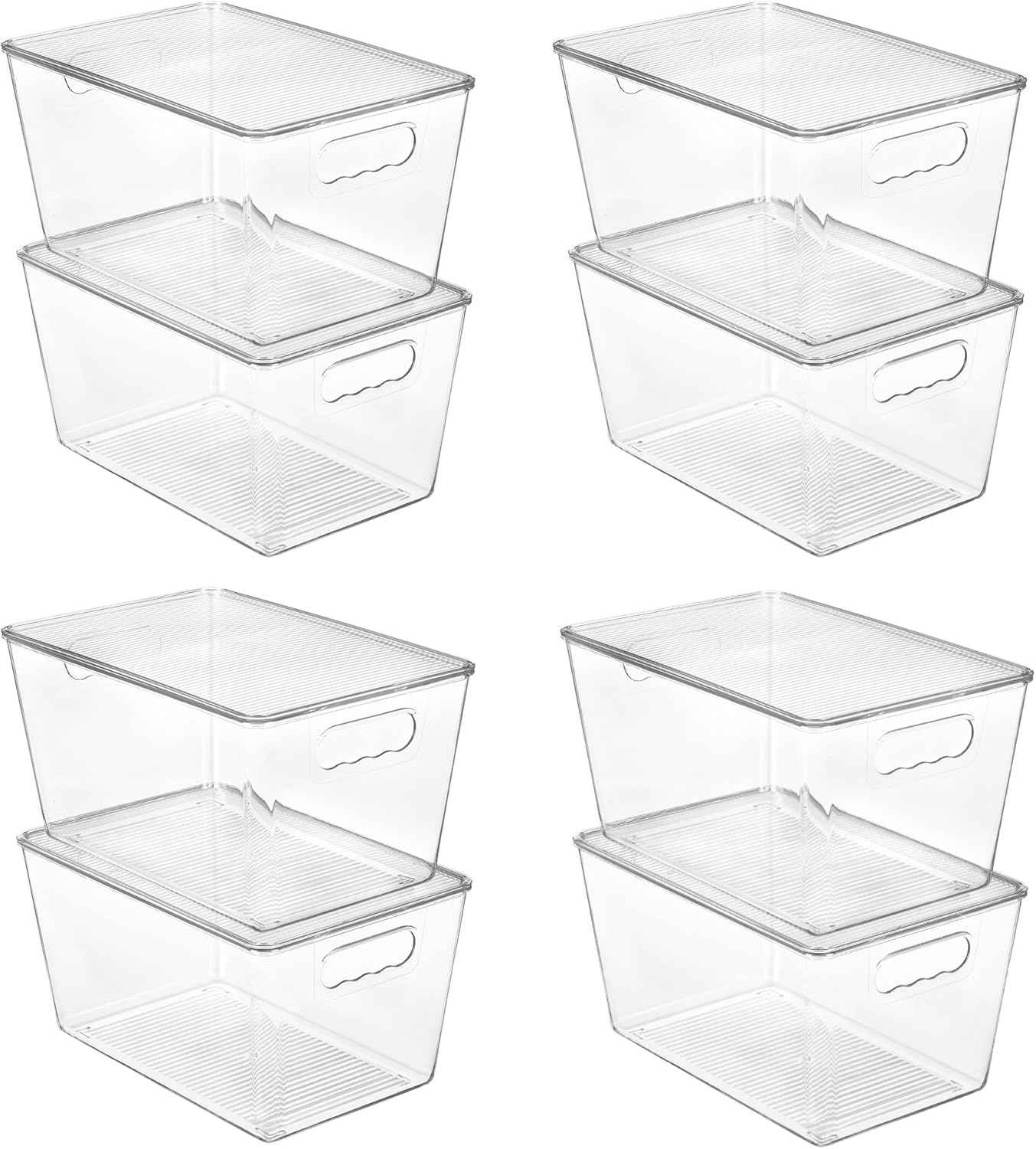 Vtopmart 6 Pack Clear Stackable Storage Bins with Lids, Medium Plastic Containers with Handle for Pantry Organizer and Storage,Perfect for Kitchen,Fridge,Cabinet, Closet,Bathroom Organization