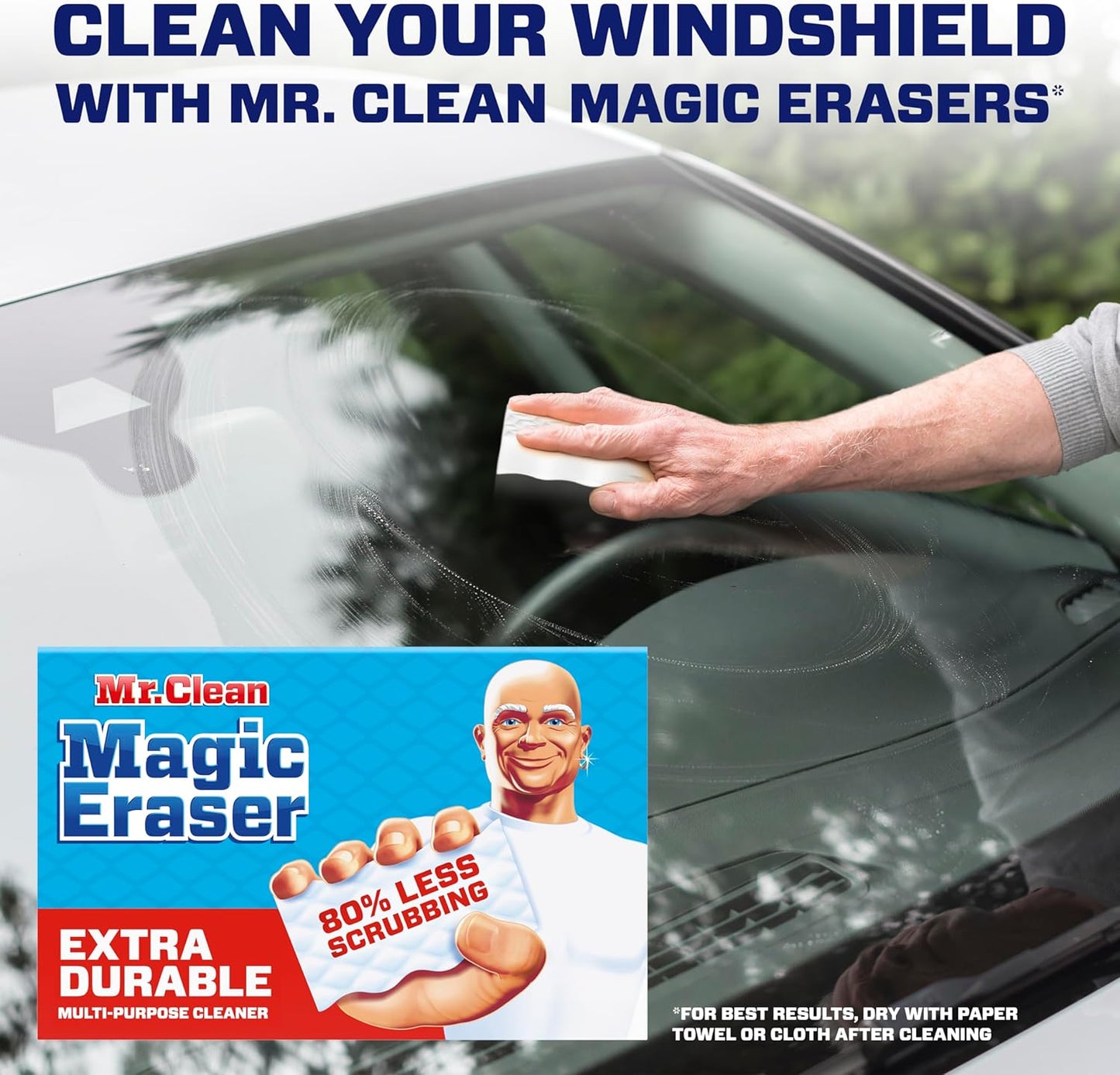 Mr. Clean Magic Eraser, Extra Durable, Multi Purpose Cleaner, Shoe, Bathroom, Shower, and Car Window and Windshield Cleaner, Cleaning Pads, 10 Count - Rayz Mart