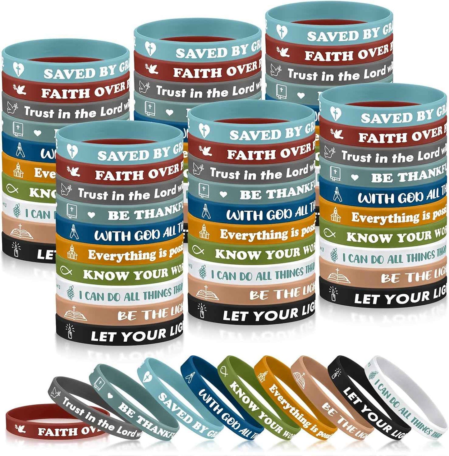 Syhood 200 Pieces Christmas Silicone Bracelets Rubber Wristbands Bulk Merry Christmas Bracelets Gifts for Kids Adult Xmas Party Favors Stocking Stuffers, 10 Style (Red, Dark Green, White)