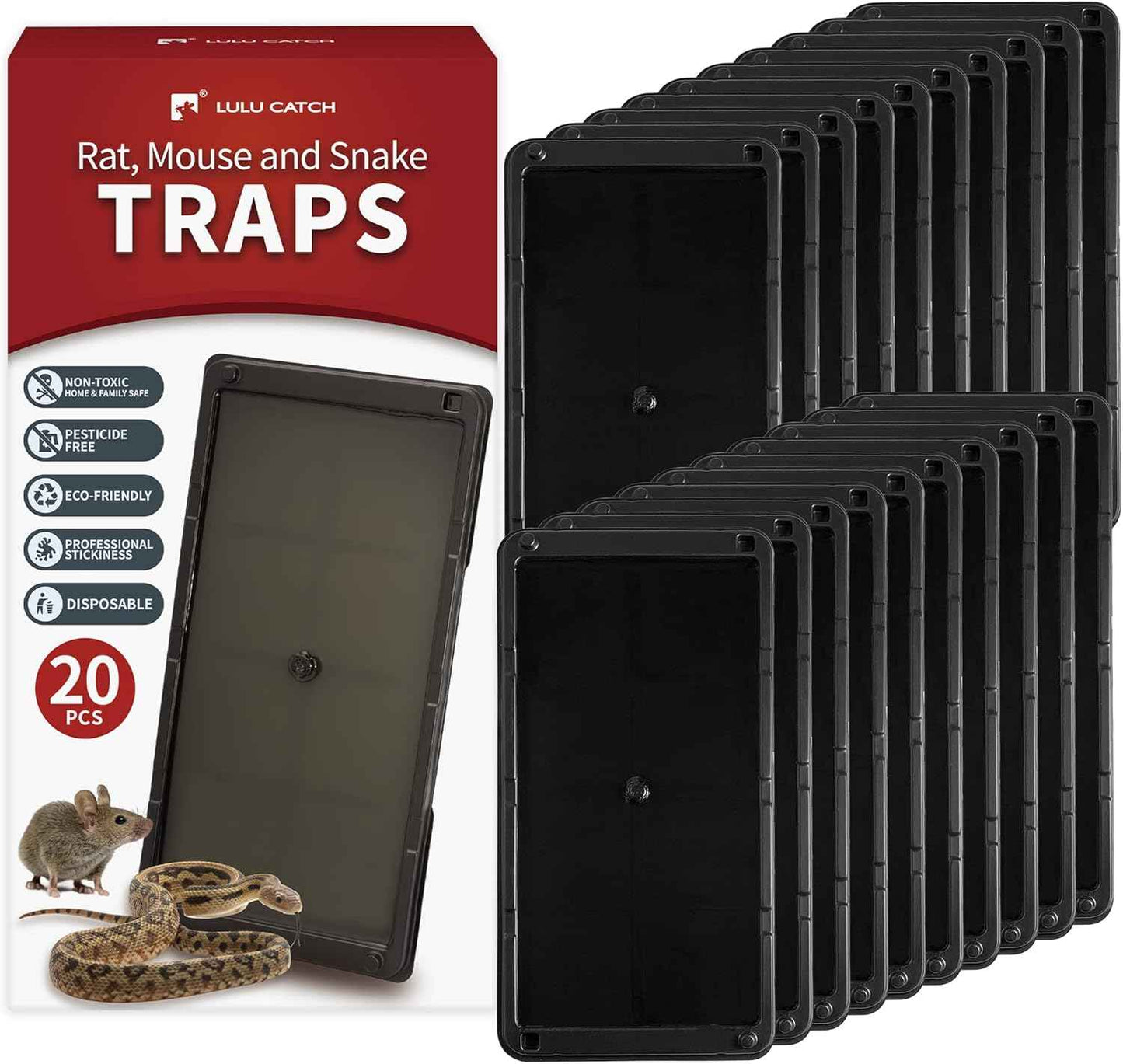 LULUCATCH Mouse & Insect Traps 12 Pack, Heavier Sticky Traps with Non-Toxic Glue for Small Mice & Insects. Sticky Mouse Traps Indoor, Easy to Set, Pet Safe Pest Control