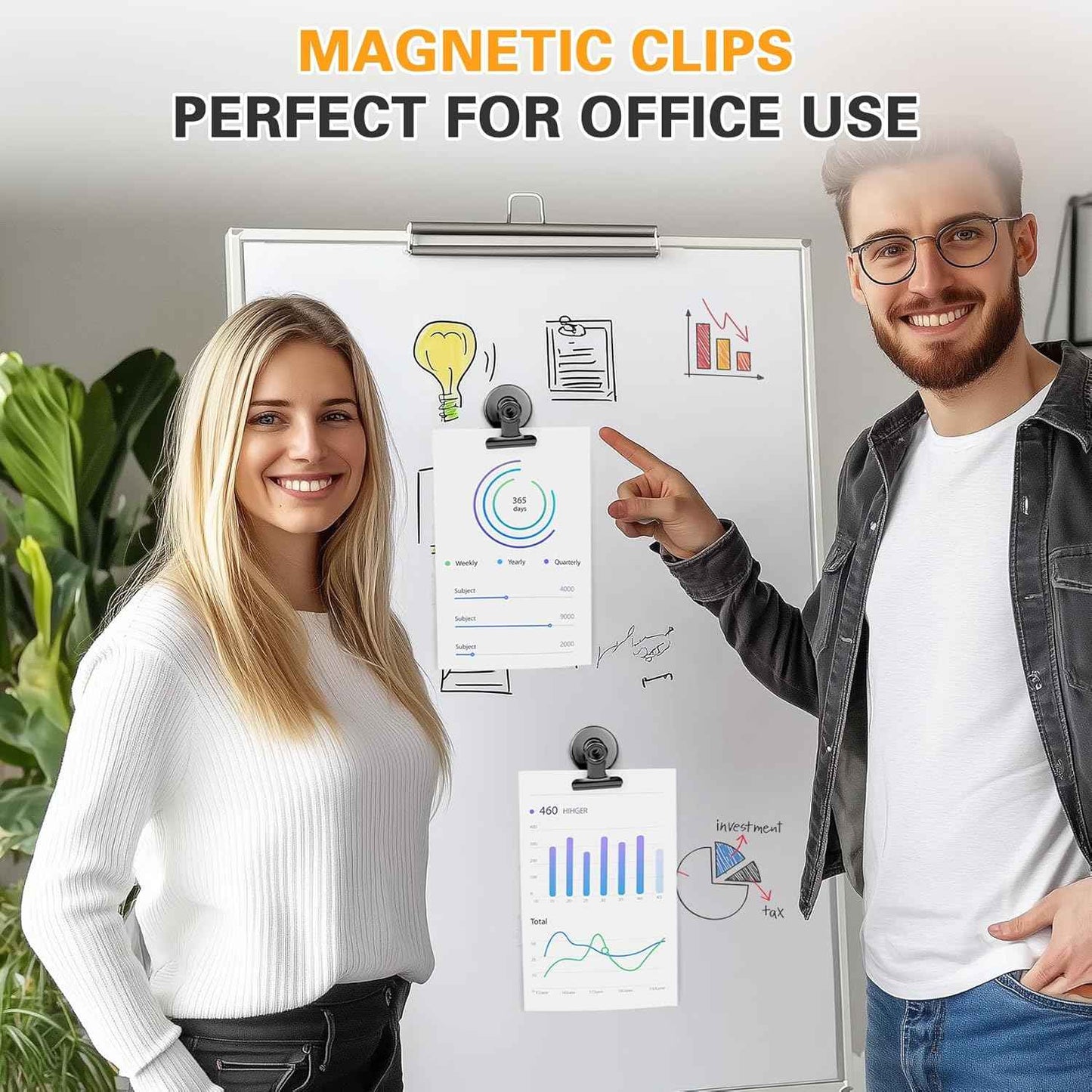 12pack Fridge Magnets Refrigerator Magnets Magnetic Clips Heavy Duty Detailed List Display Paper Fasteners on Home& Office& Teaching (Black, 12)