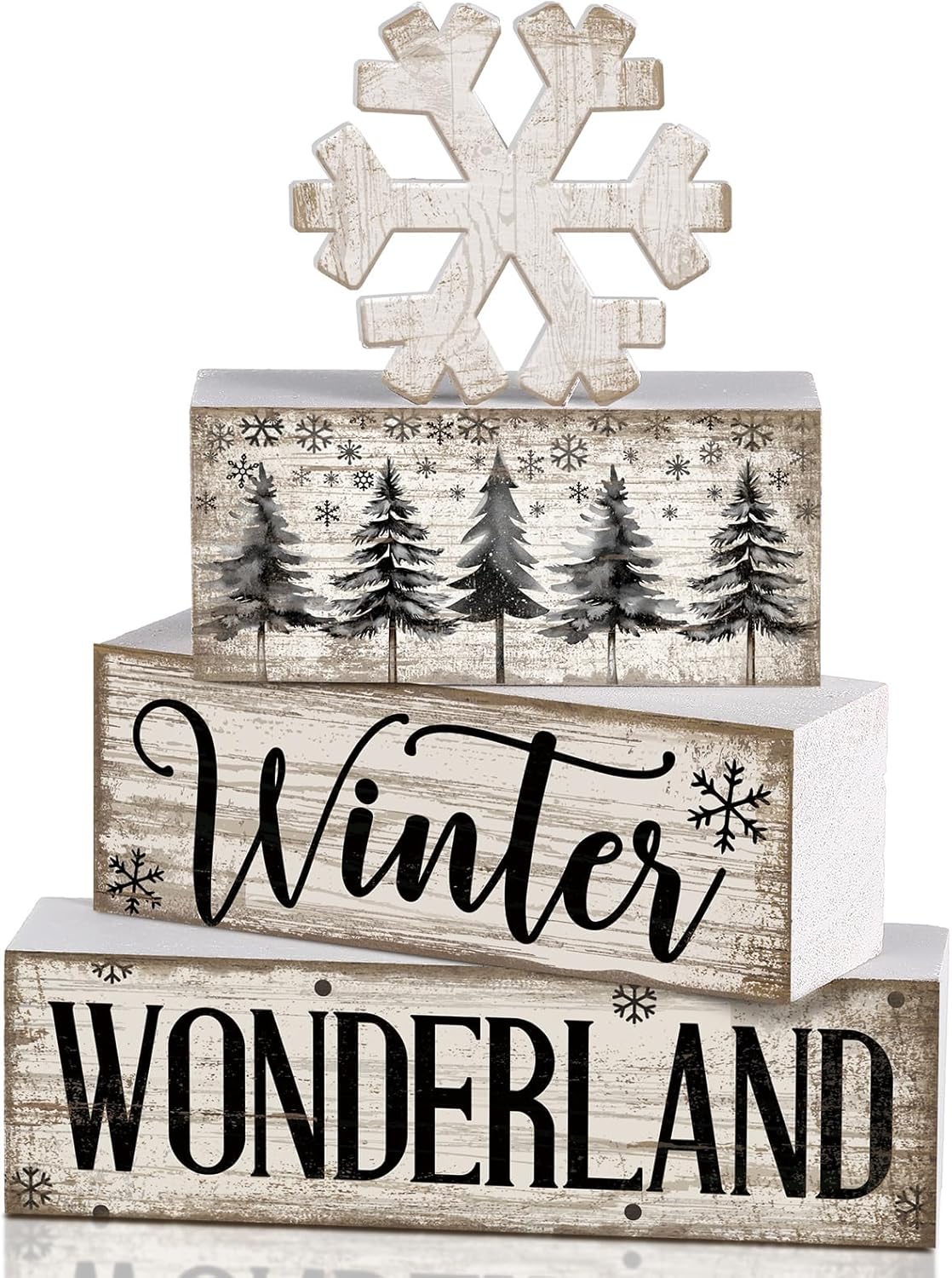 4 Pcs Christmas Table Decoration Wooden Santa Claus Decor Christmas Tiered Tray Decor Decorative Santa Claus Elk Block Sign Gift Farmhouse Xmas Table Centerpiece for Home Kitchen Shelf
