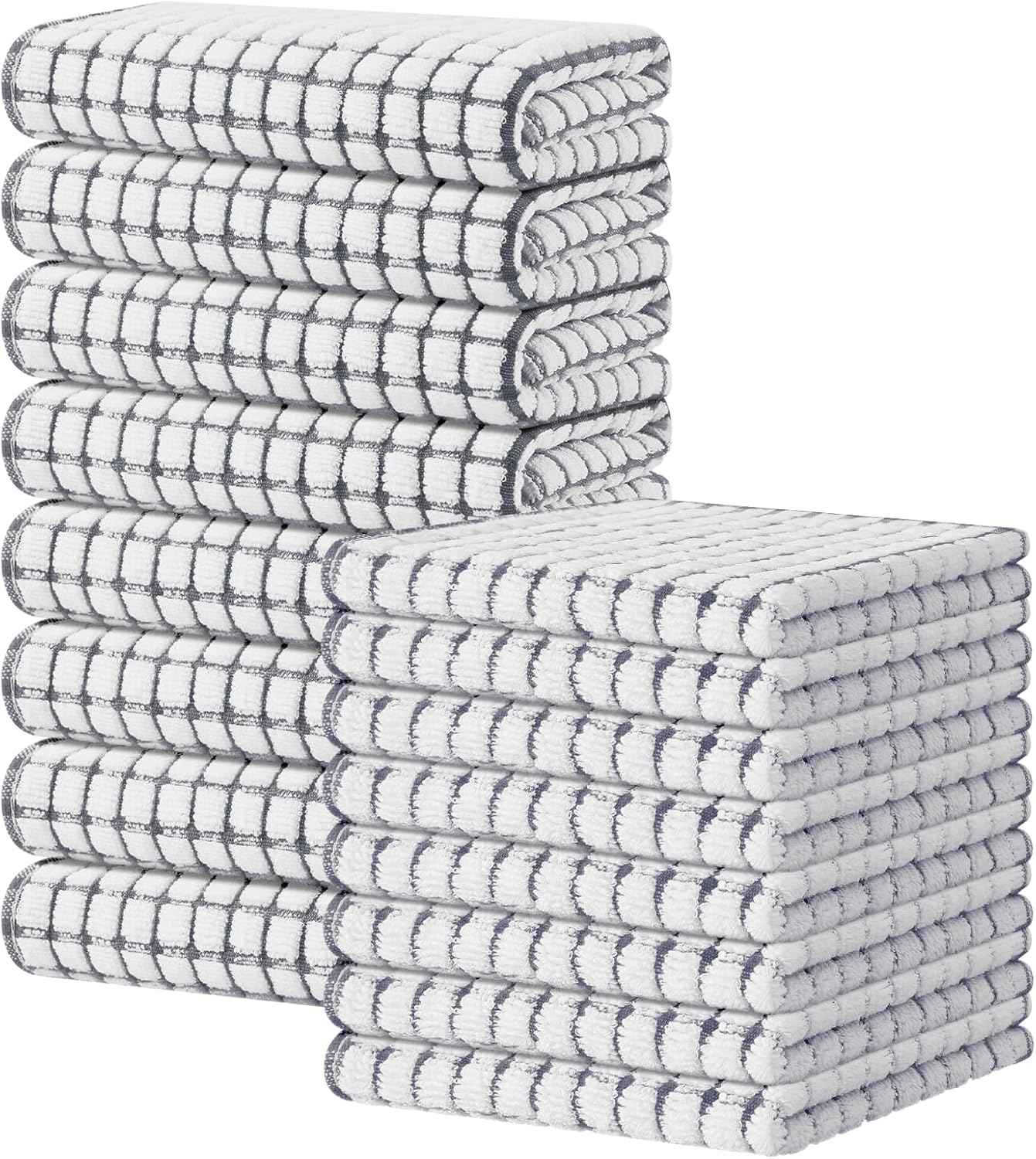 Kitinjoy Cotton 8 Pack Terry Kitchen Dish Cloths, 12 x 12 Inches Super Soft and Absorbent Dish Rags, Quick Drying Dish Towels for Washing Dishes, Mixed Color