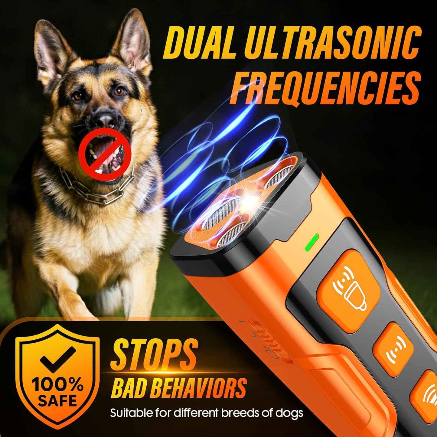 Dog Bark Deterrent Device, 3X Ultrasonic Anti Barking, 6 Training Modes 23 FT Range Barks No More Indoors Outdoors Behavior Correct Safe & Humane Rechargeable Compact Bark Control for Dogs