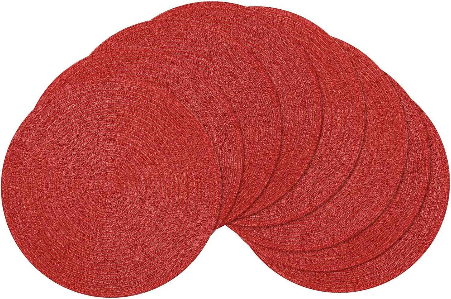 SHACOS 15 inch Round Braided Placemats Set of 6 Non Slip Heat Resistant Cotton Polyester Table Mats Washable Place Mats for Kitchen Dining Party Table Decor (Beige, 6)