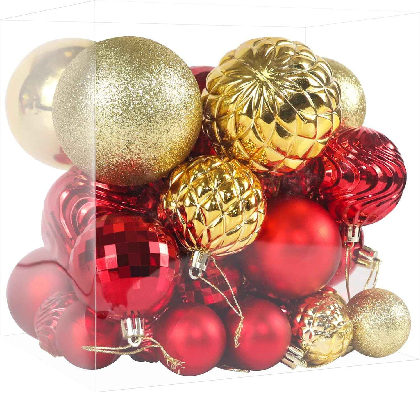 Annecy Christmas Tree Ornaments - 36 PCS Shatterproof Christmas Ball Ornaments Set for Holiday, Wreath & Party Decorations (Multi-Size, Red, Green, Gold)