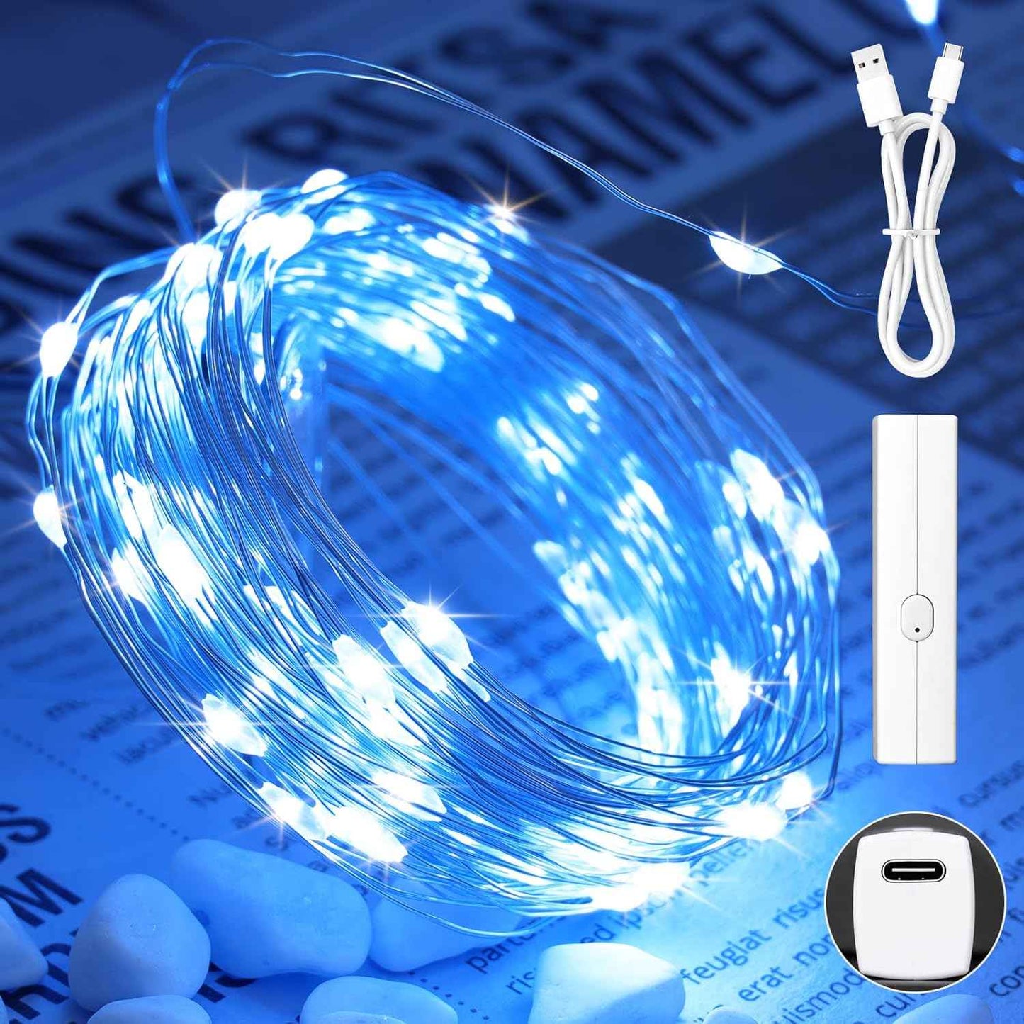 Lakumu LED Fairy Lights Battery Operated, Rechargeable Twinkle Lights with Timer, Mini LED String Lights for Bedroom, Christmas Decorations, Wedding, Centerpiece Table Decor (5M/16FT Warm White)