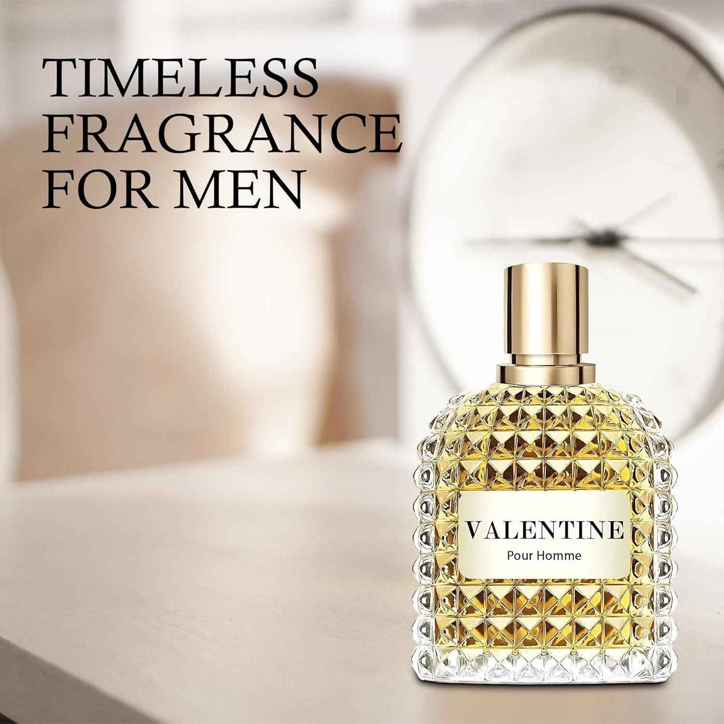 Valentine Pour Homme Men Cologne 3.4 Fl Oz Eau de Parfum Natural Spray Long Lasting Cedarwood, Mimosa Fragrance for Men Daily Used
