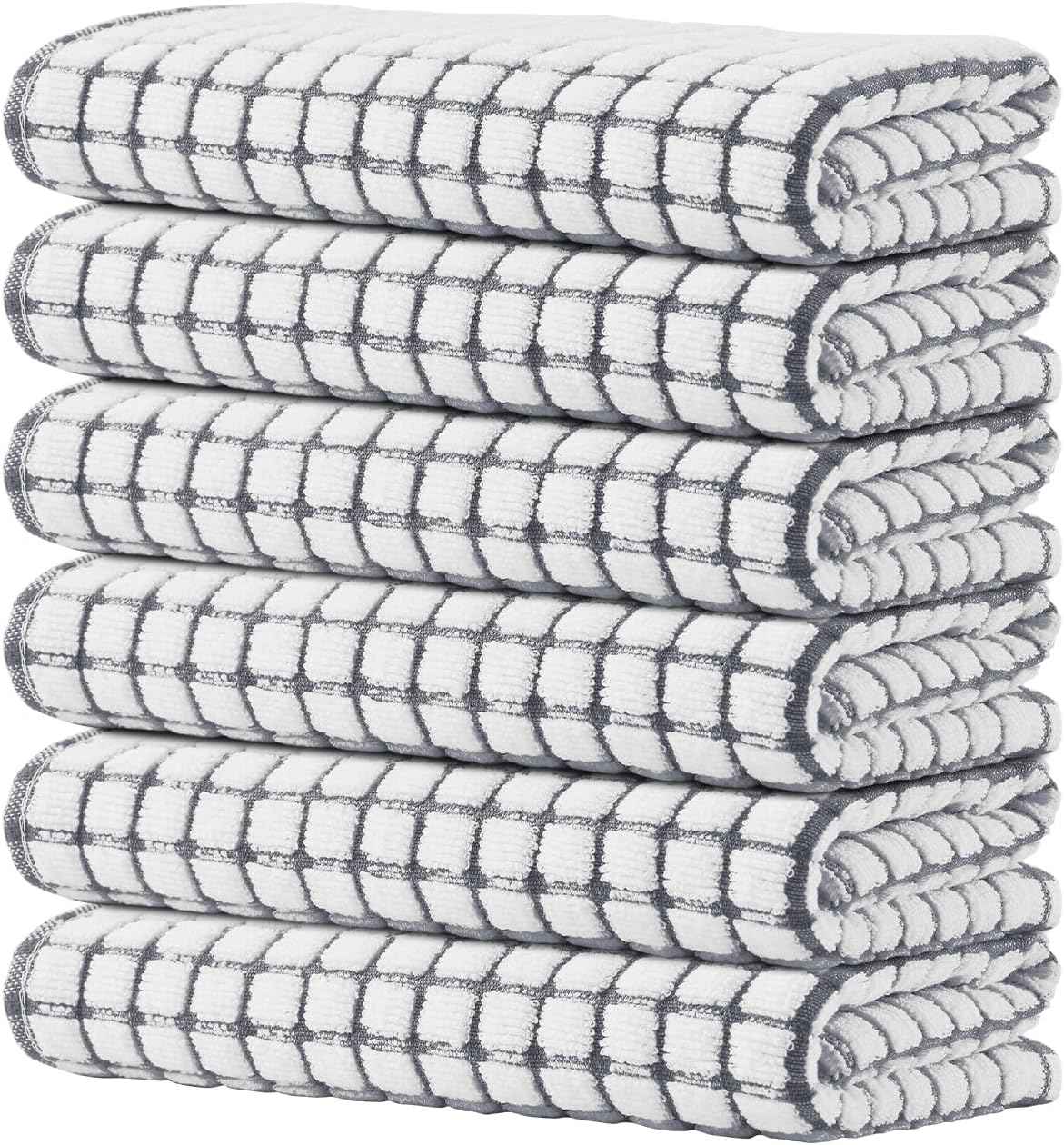 Kitinjoy Cotton 8 Pack Terry Kitchen Dish Cloths, 12 x 12 Inches Super Soft and Absorbent Dish Rags, Quick Drying Dish Towels for Washing Dishes, Mixed Color