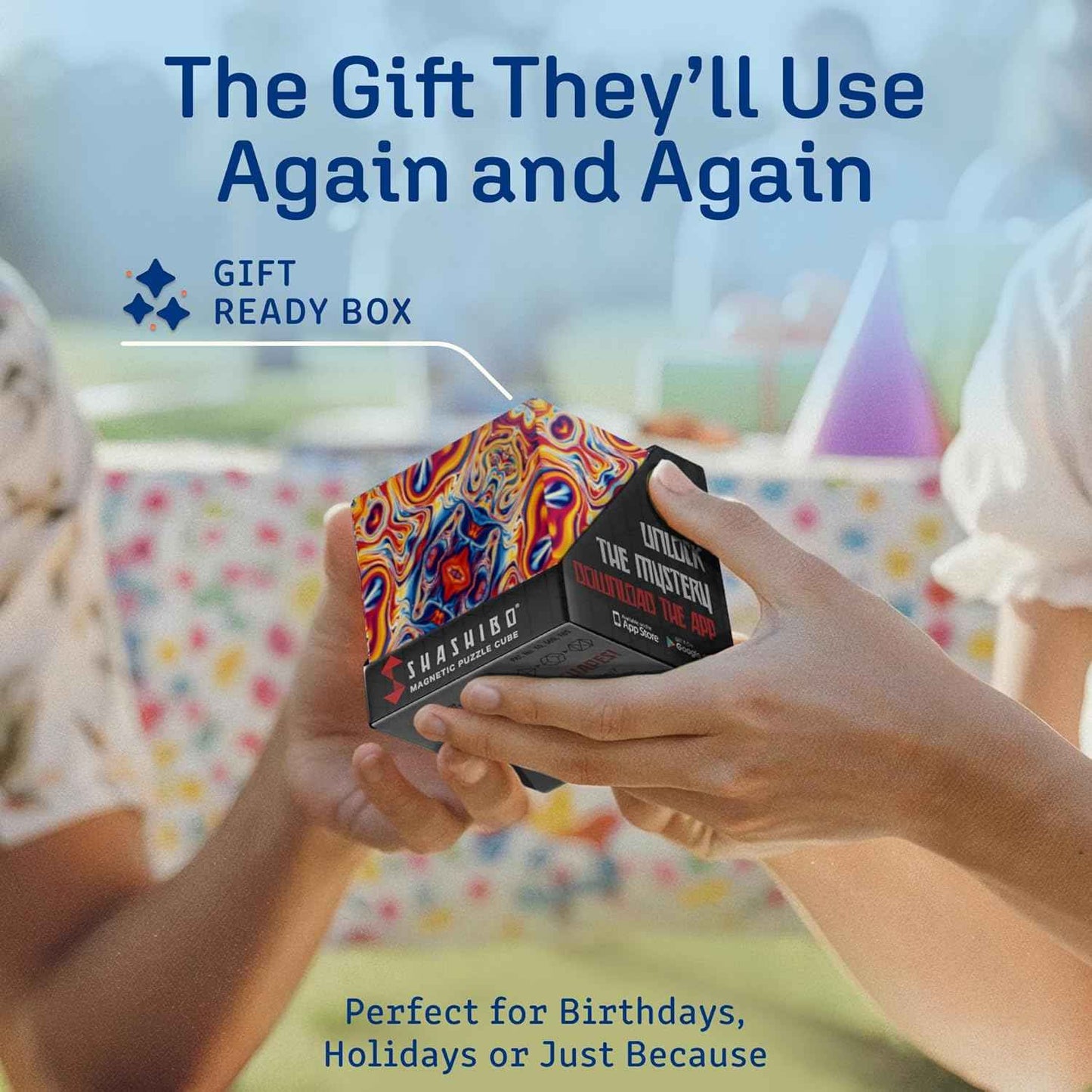 Shashibo Shape Shifting Box - Award-Winning Fidget Toy w/ 36 Rare Earth Magnets - Fidget Cube Transforms Into Over 70 Shapes, Sensory Toy Gift for Kids, Teens, and Adults (Spaced Out)