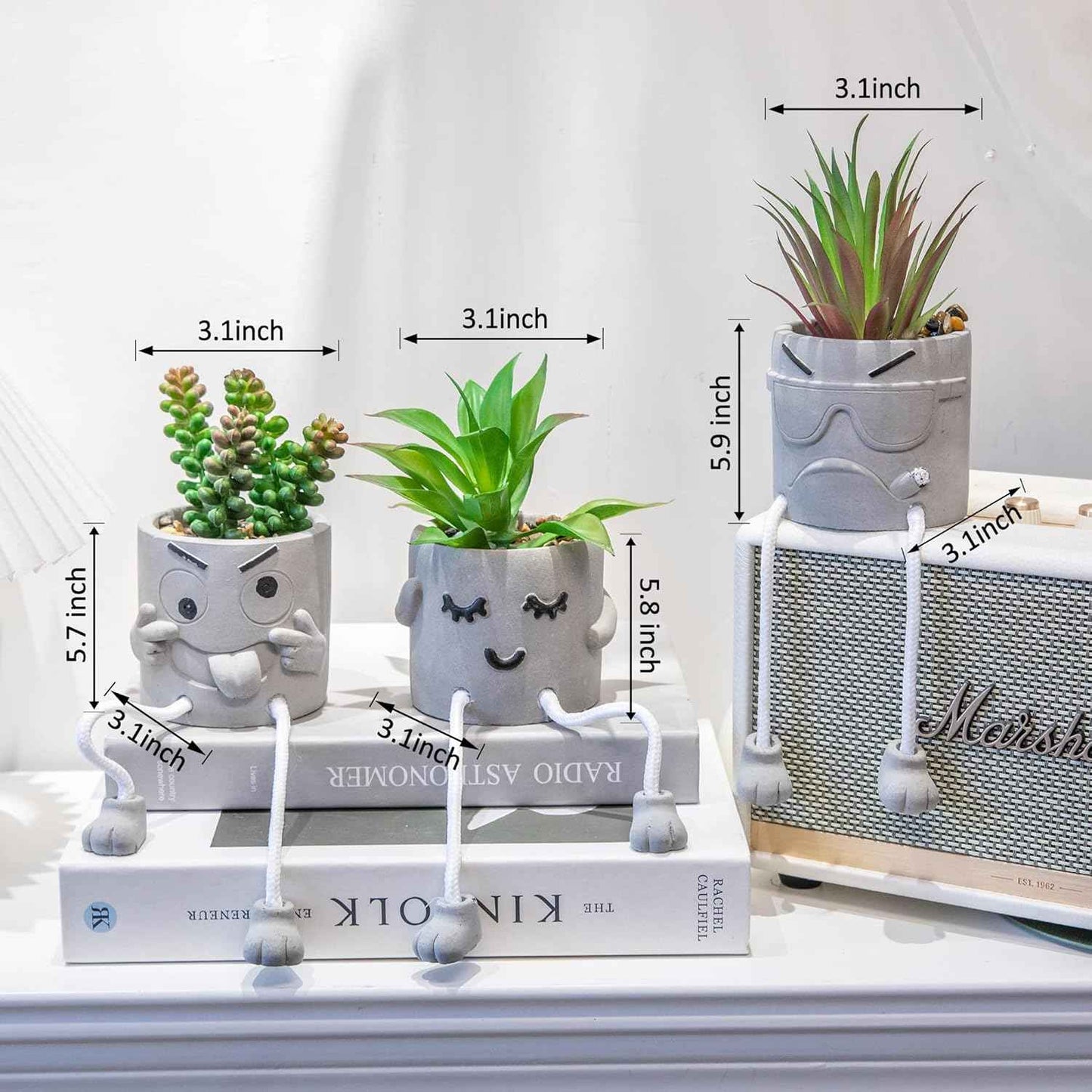 3PCS Cute Artificial Plants Office Decor for Women and Men, Small Fake Plants Decor for Bedroom and Bathroom, Lovely Faux Succulent Desk Decor for Office and Home