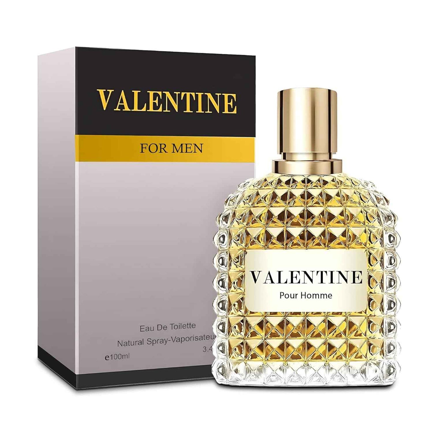 Valentine Pour Homme Men Cologne 3.4 Fl Oz Eau de Parfum Natural Spray Long Lasting Cedarwood, Mimosa Fragrance for Men Daily Used