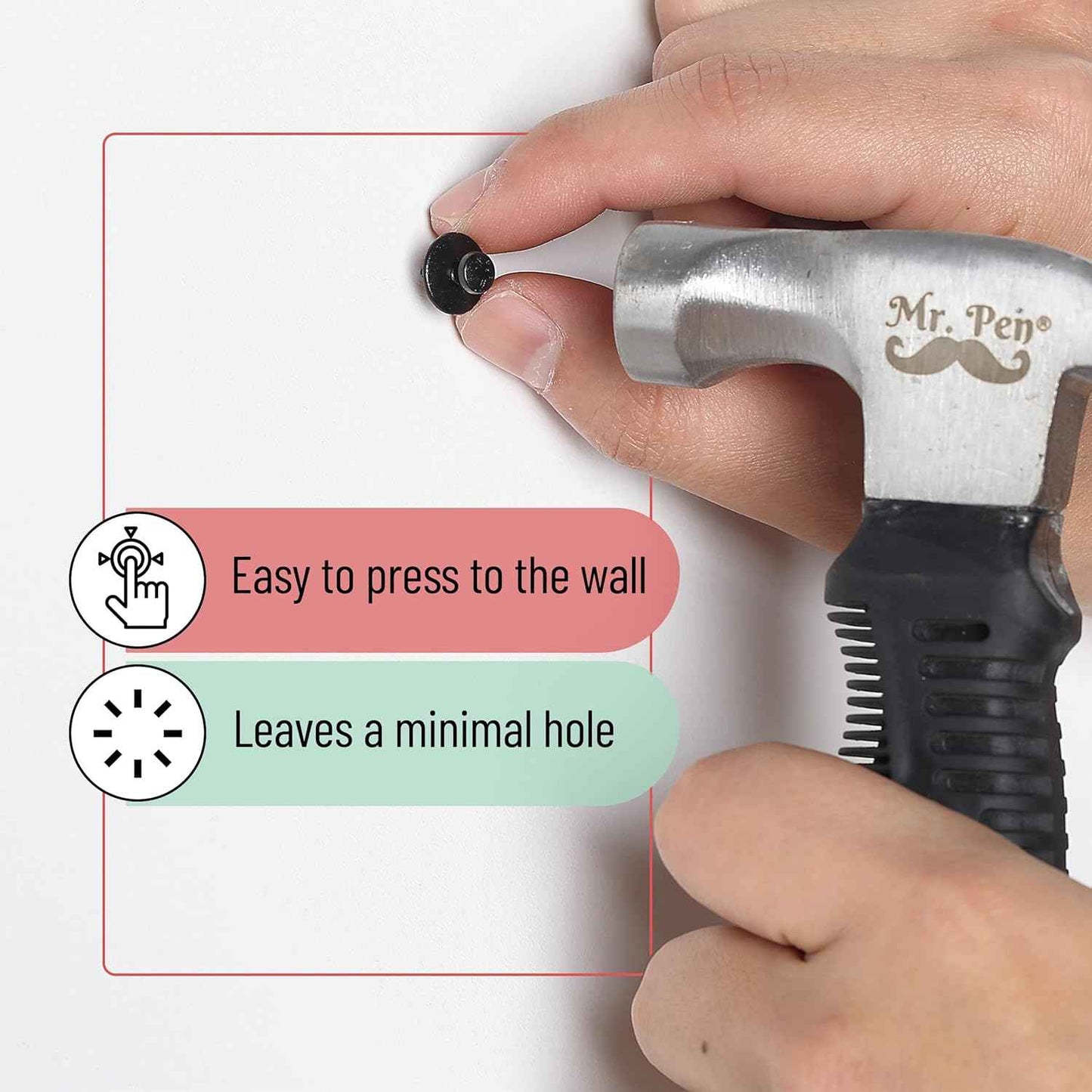 Mr. Pen- Double Headed Picture Hanging Nails, 50 Pack, Black, Push Pins for Wall