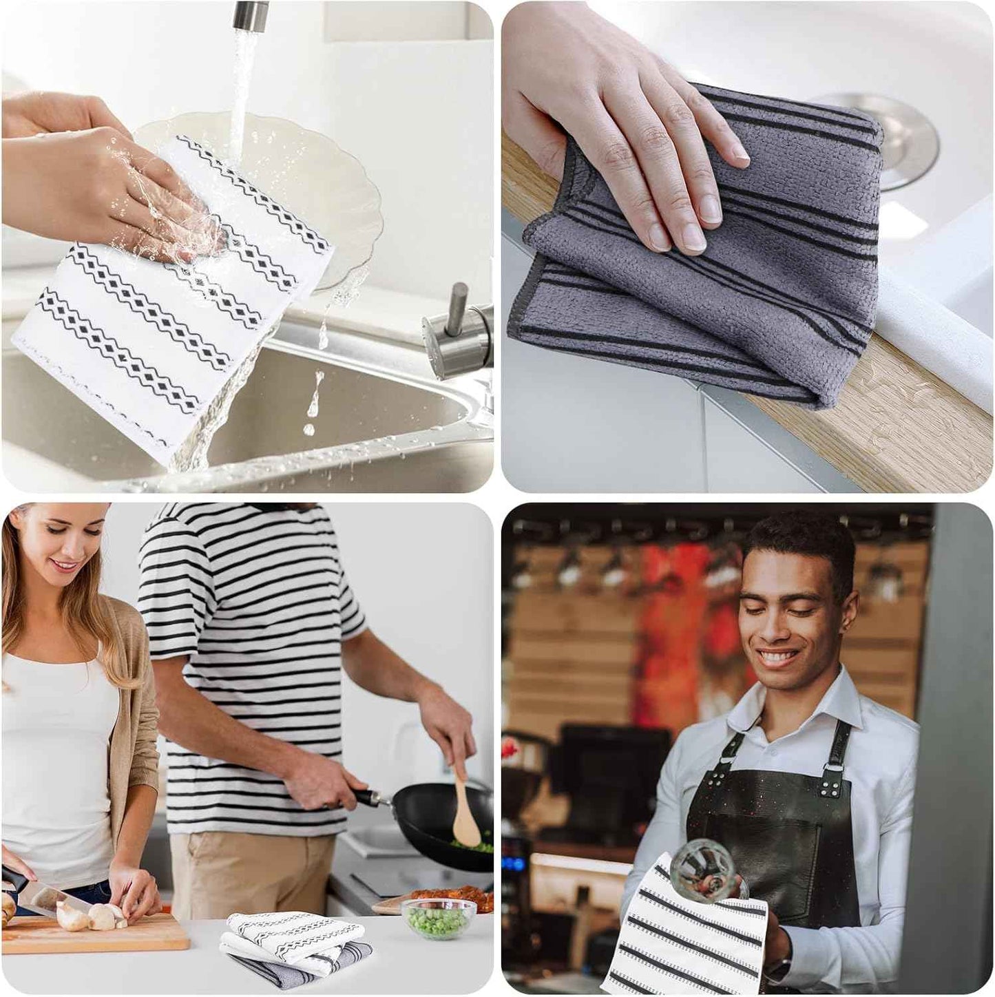 HOMEXCEL Microfiber Cleaning Cloth, Kitchen Towels 12 Pack, Lint Free, Scratch-Free, Highly Absorbent, Reusable Dish Towels for Kitchen and Household