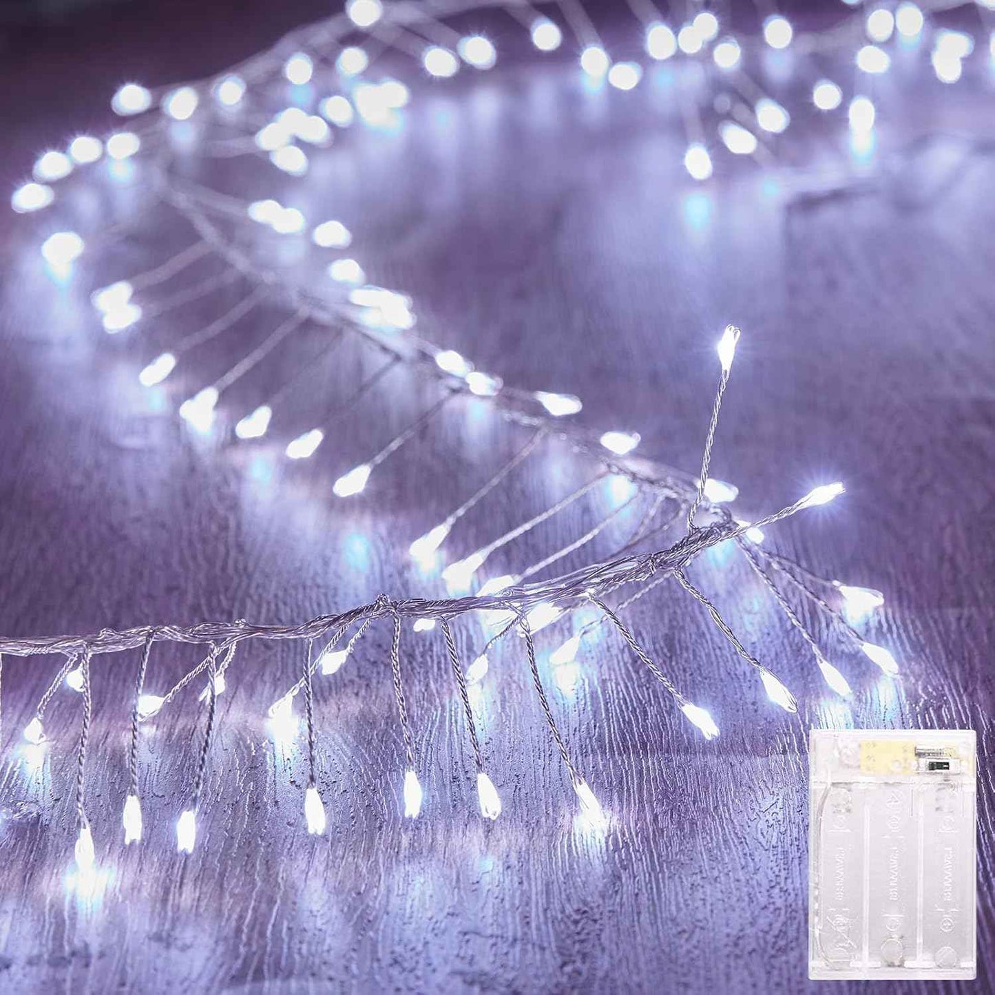 Brightown Fairy Lights Battery Operated, 10Ft 120 LED Firecracker String Lights, Waterproof Silver Wire Starry Firefly Light for DIY Wreath Weeding Indoor Outdoor Christmas Decorations