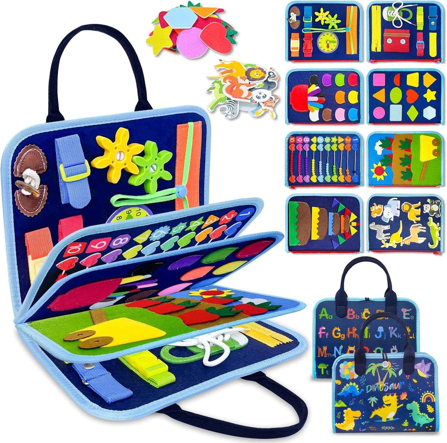 Exorany Busy Board Montessori Toys for Toddler Boy Birthday Gifts, Busy Book Sensory Learning Toys for Toddlers, Toddler Boy Airplane Car Travel Toy Educational Activities