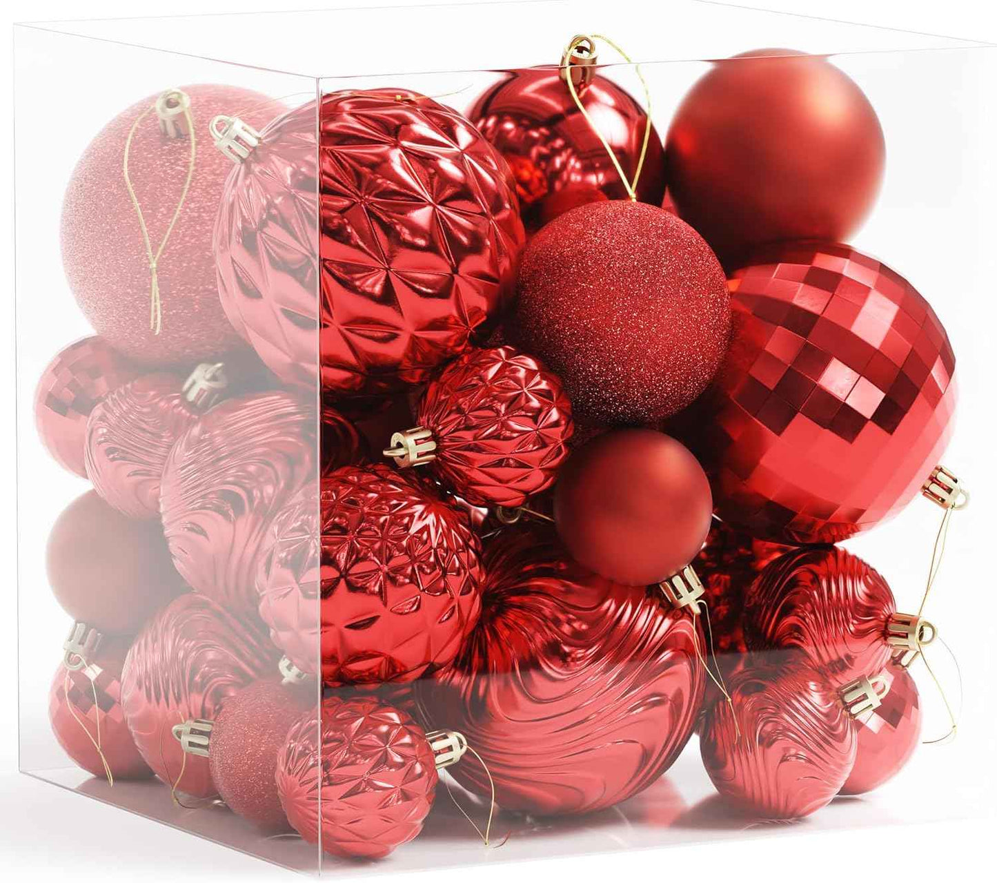 Annecy Christmas Tree Ornaments - 36 PCS Shatterproof Christmas Ball Ornaments Set for Holiday, Wreath & Party Decorations (Multi-Size, Red, Green, Gold)