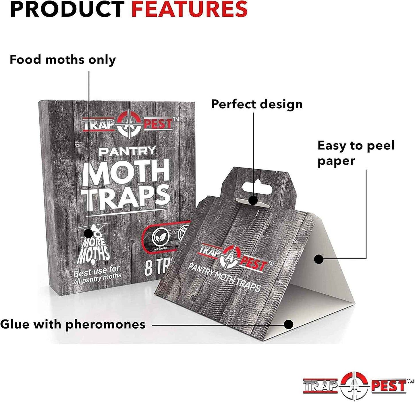 8 Pack Pantry Moth Traps- Safe and Effective for Food and Cupboard- Glue Traps with Pheromones for Pantry Moths