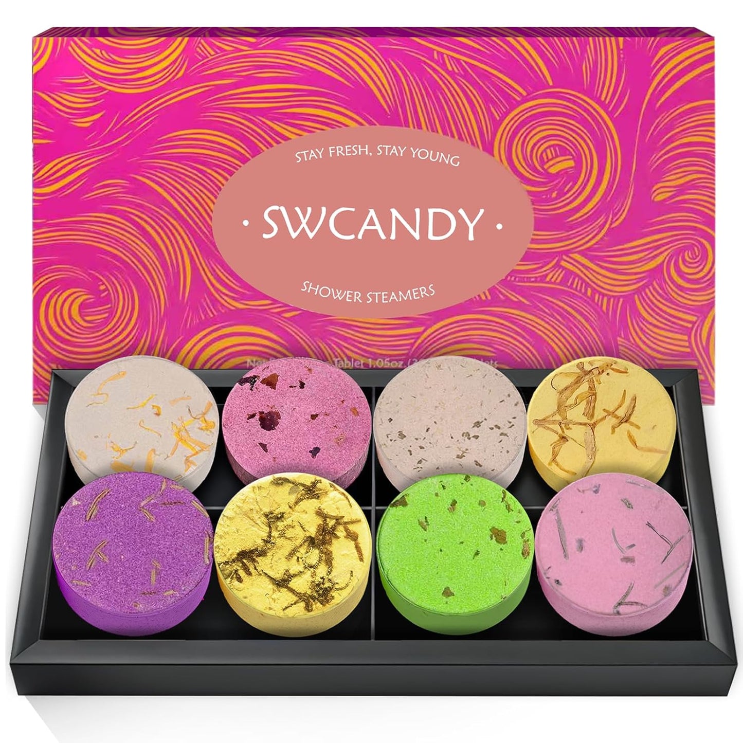 Shower Steamers Aromatherapy Birthday Gifts for Women - SWCANDY 8 Pcs Easter Basket Stuffers, Her Mom Adults Men Him Teen Self Care with Natural Essential Oils Relaxation Home SPA Travel Holidays