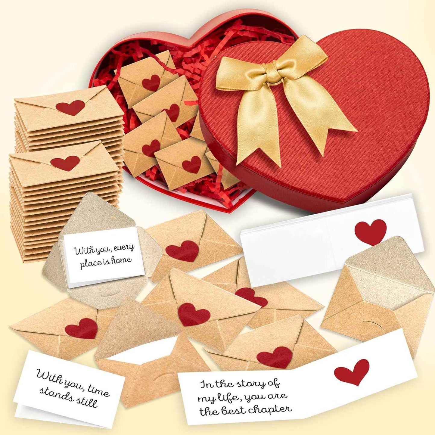 60 Mini Love Notes With Envelopes - Valentines Day Gifts For Him, Her, Boyfriend, Girlfriend - Valentines Gift For Husband, Wife - Anniversary Birthday Christmas I Love You Gifts For Couples