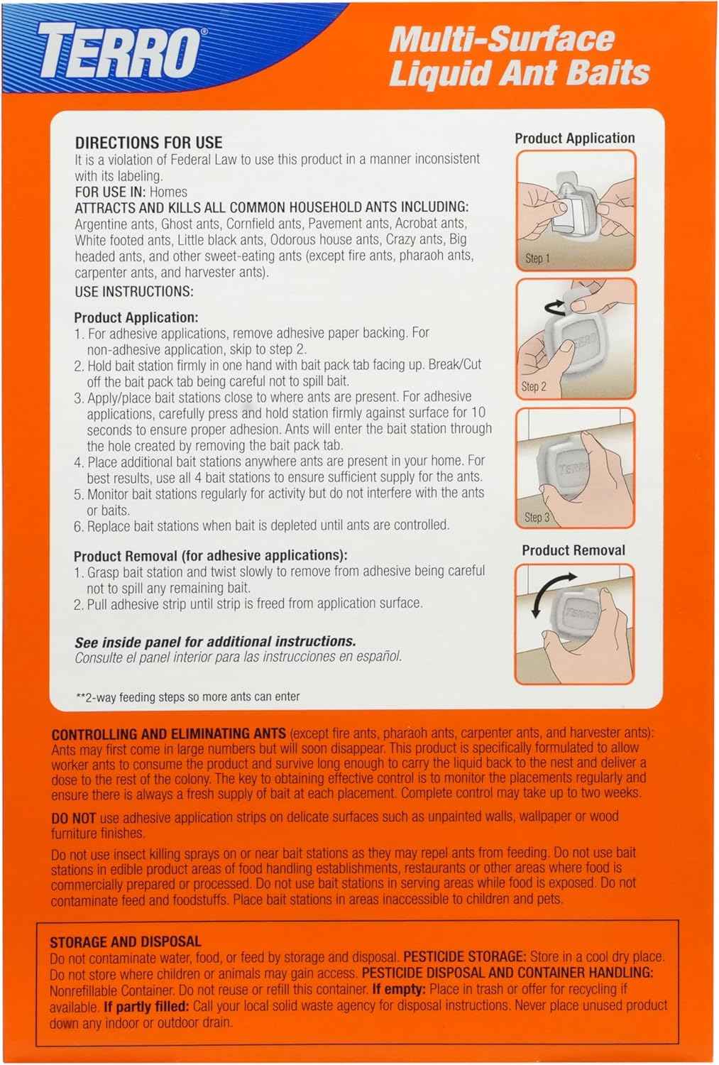 TERRO Indoor Liquid Ant Baits with Adhesive Strips for Discreet Baiting - TERRO Ant Trap and Bait Station - 8 Pack - T334SR