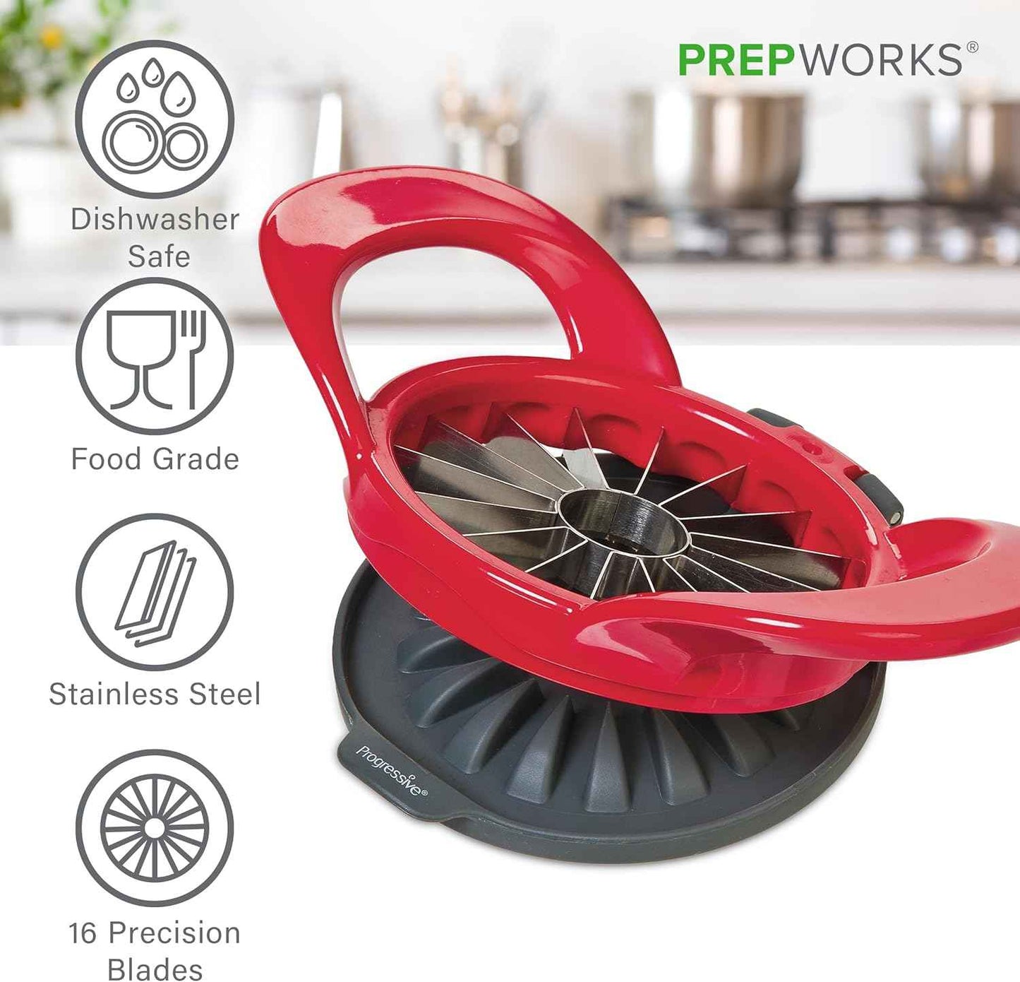 PrepWorks Dishwasher Safe Apple Slicer and Corer – 16-Slice Thin Apple Cutter with Safety Cover