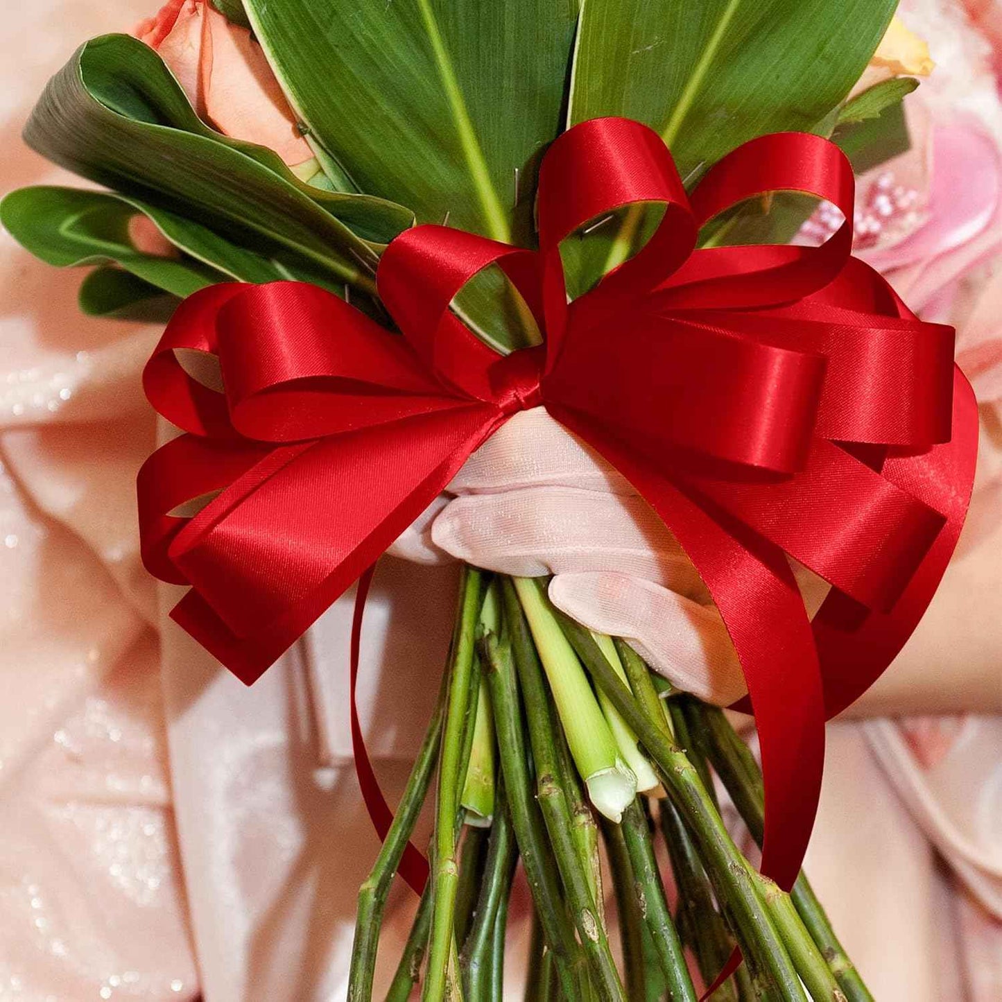 Fullive Red Ribbon 1 1/2 Inch, 30 Yards Red Ribbon for Gift Wrapping, Polyester Satin Christmas Ribbon for Wedding Xmas Tree Valentines Day Decorations DIY Bows Wrapping Bouquet Floral Arrangements