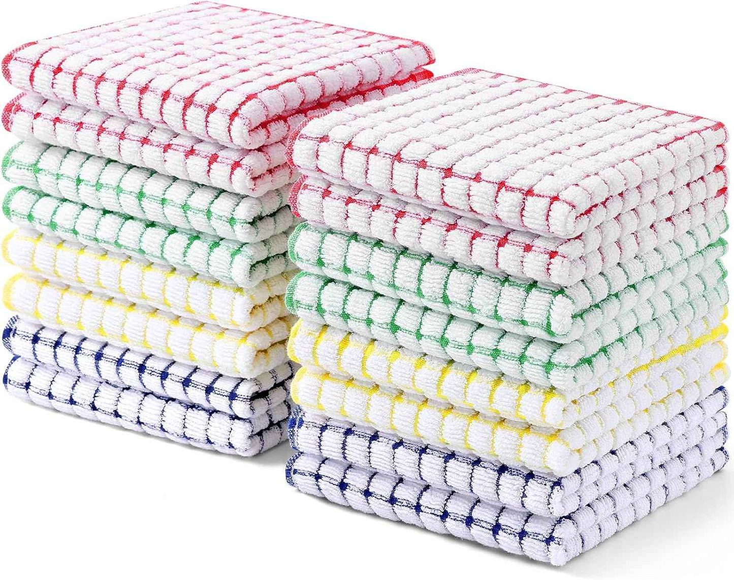 Kitinjoy Cotton 8 Pack Terry Kitchen Dish Cloths, 12 x 12 Inches Super Soft and Absorbent Dish Rags, Quick Drying Dish Towels for Washing Dishes, Mixed Color