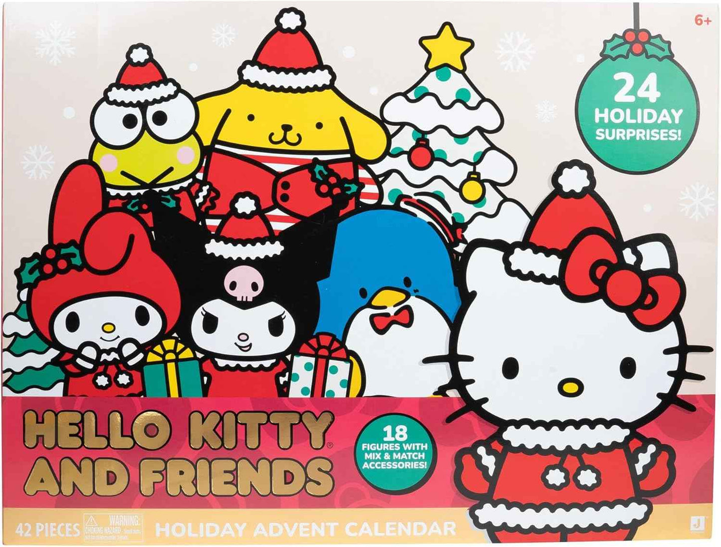 Jazwares Hello Kitty and Friends Holiday Advent Calendar - 24 Exclusive Items - Seasonal Toys for Kids - Officially Licensed Sanrio Product from Ages 6+