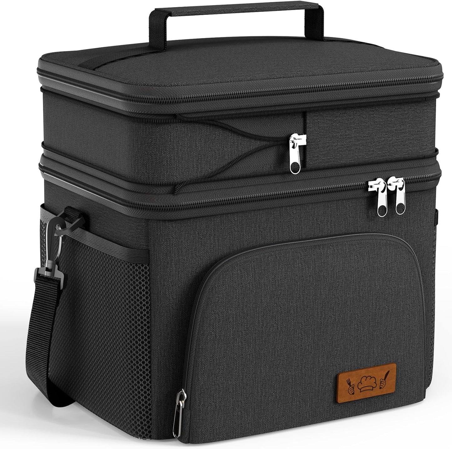 HOTOR Insulated Lunch Box for Men & Women - Leak-Proof Cooler Lunch Bag with 4 Pockets, Adjustable Strap, Ideal for Work, Picnic, Travel - Medium, Black, 10.2"×6.9"×8.5" - Rayz Mart