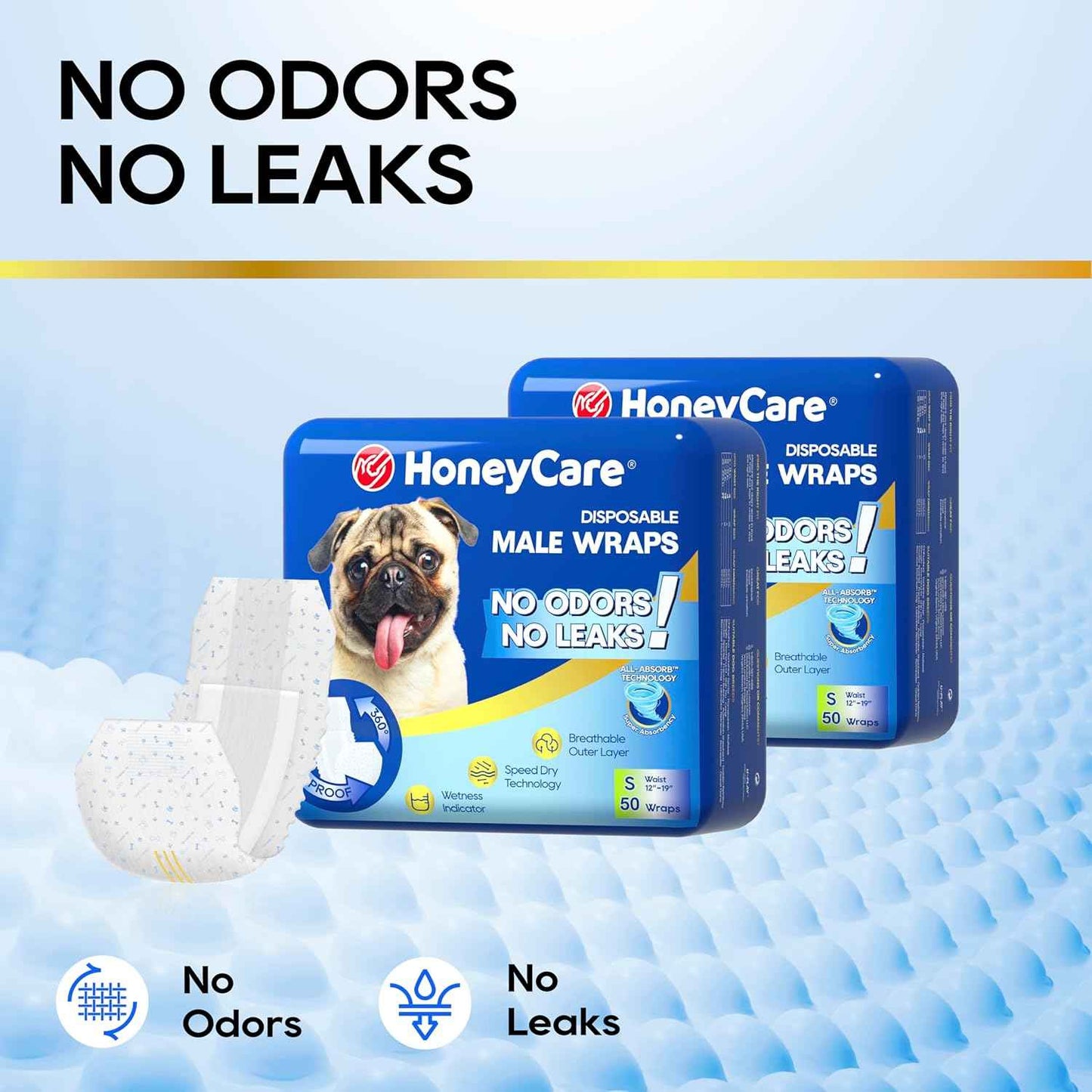 HONEY CARE All-Absorb A26 Male Dog Wrap, 50 Count, Small