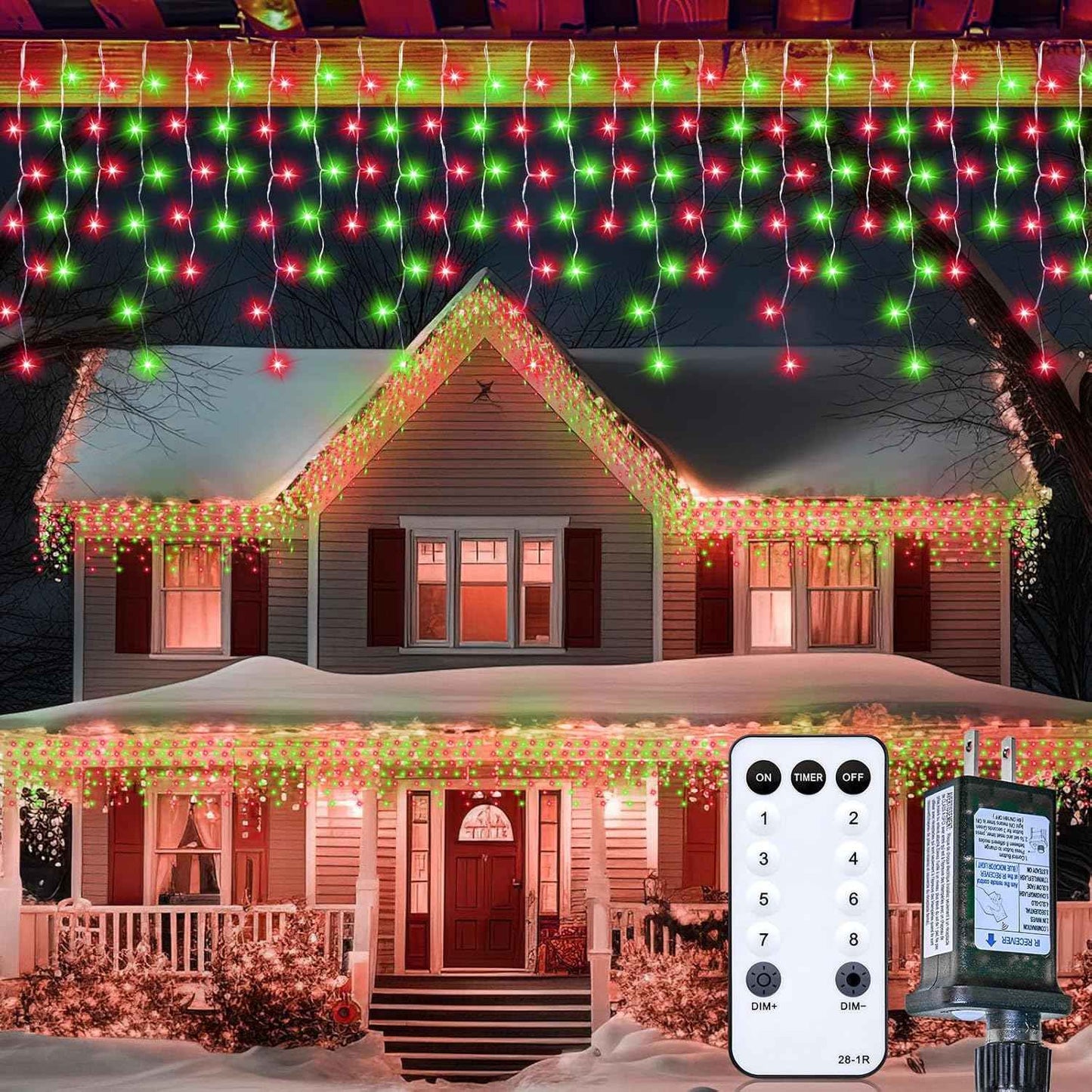 Brightown 40FT Warm White Icicle Christmas Lights, 432 LED Outdoor Waterproof String Lights with 81 Drops, 8 Modes, Timer, Connectable, Remote Included